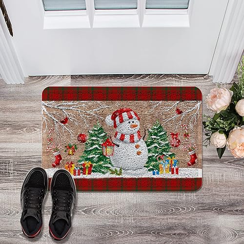 Tapete de entrada para interiores y exteriores diseño de muñeco de nieve diseño de muñeco de nieve vintage de grano de madera para puerta de