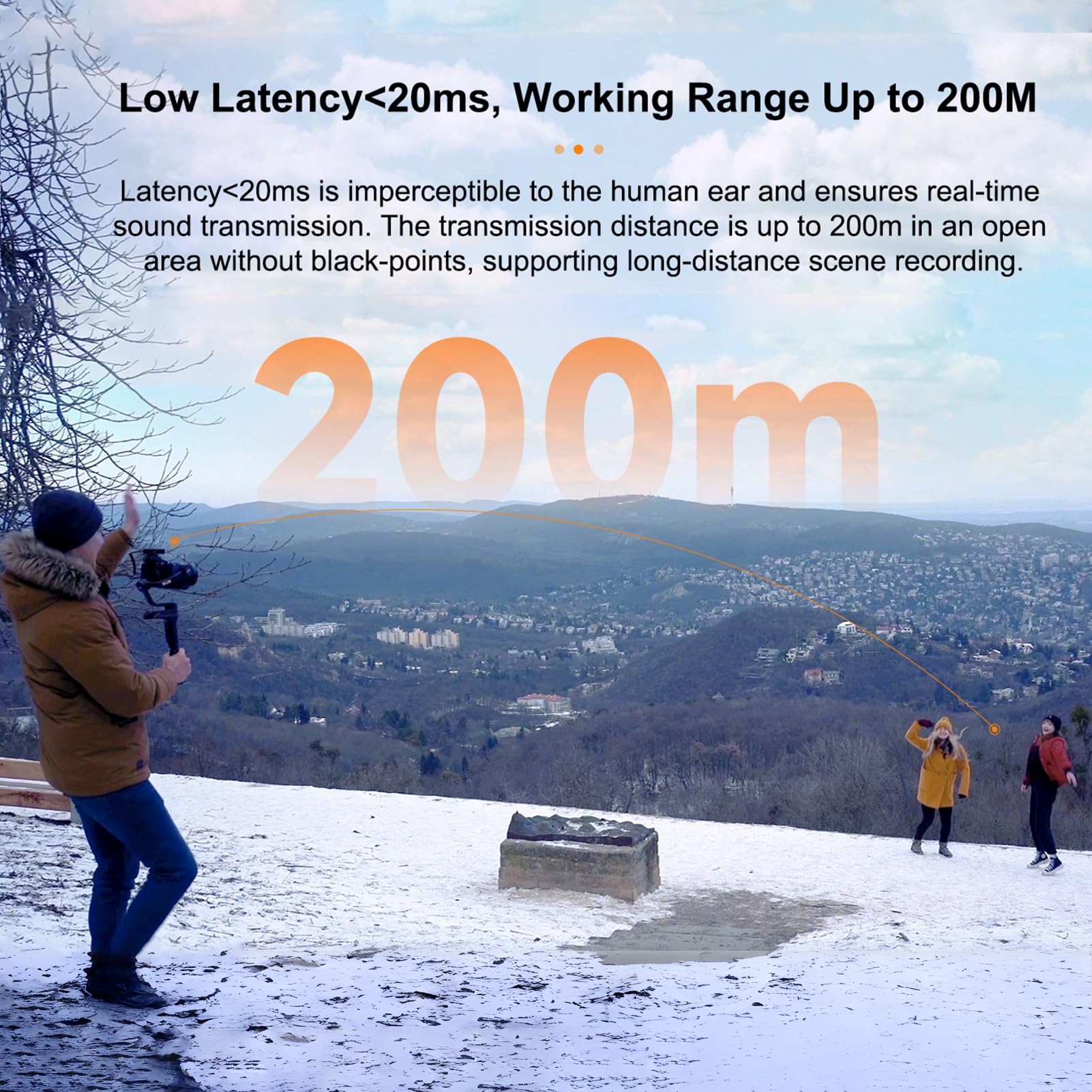 Bezprzewodowy system mikrofonu krawatowego 2,4 GHz, klips na mikrofon z dużym ekranem, zasięg transmisji 200 m, redukcja szumów, czas trwania 16 h z odbiornikiem + 4 nadajniki + pudełko