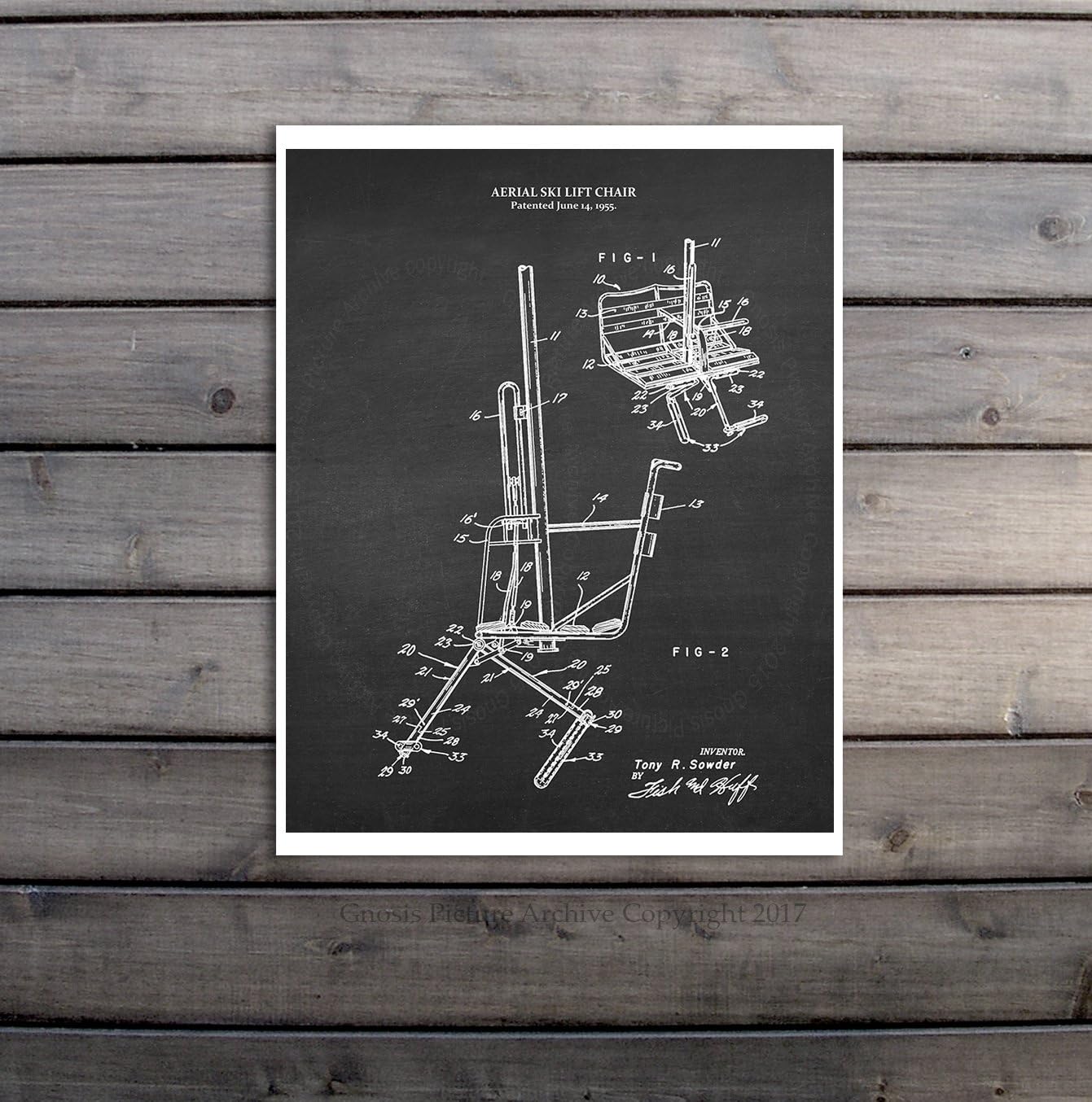 Ski Decor for Home Set of 6 Unframed Ski Patent Prints Patents_SKi_Chk6A