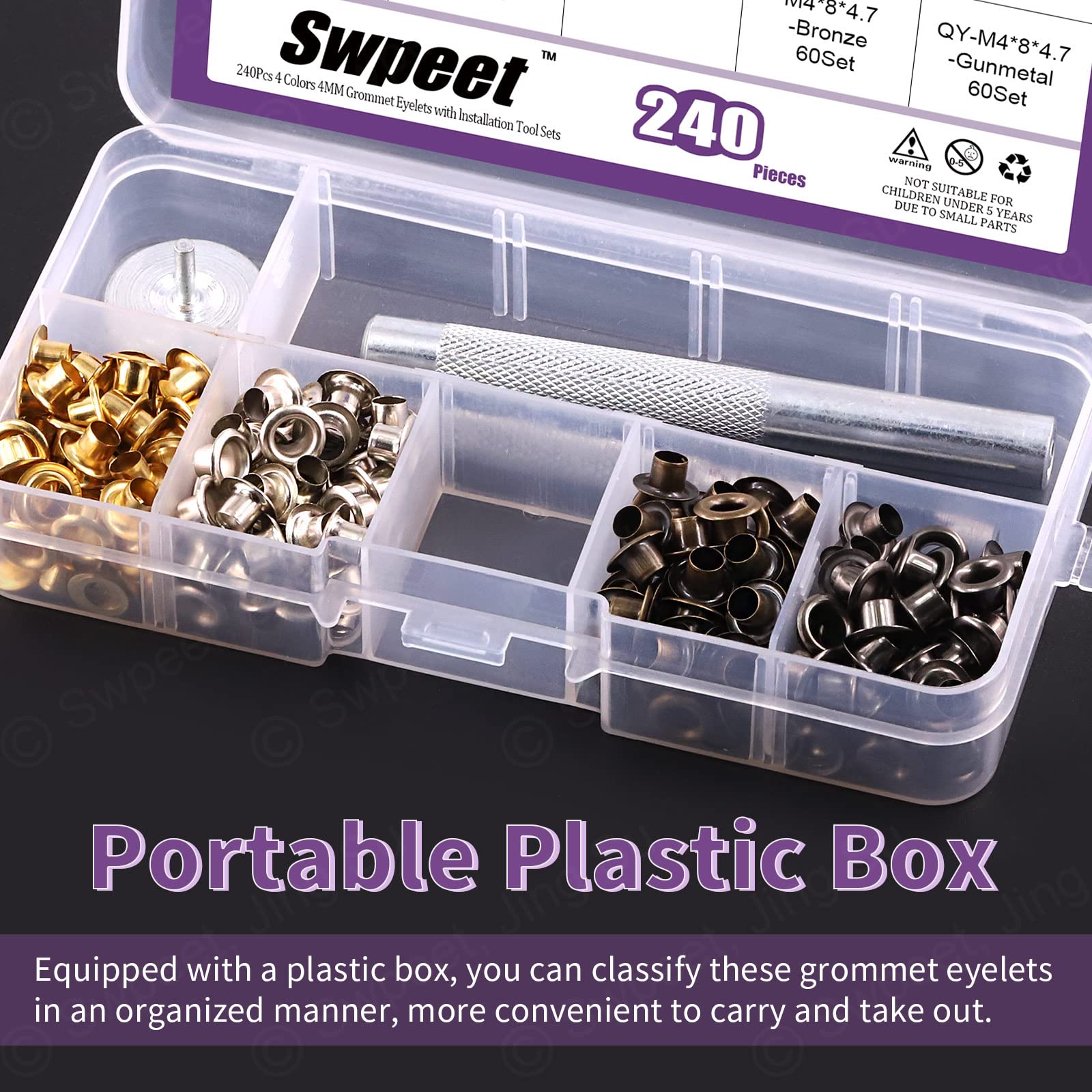 Kit D'œillets Métalliques De 4 Mm, 100 Ensembles Avec Rondelles, Argenté, Pour Travaux Manuels En Cuir, Vêtements, Sacs