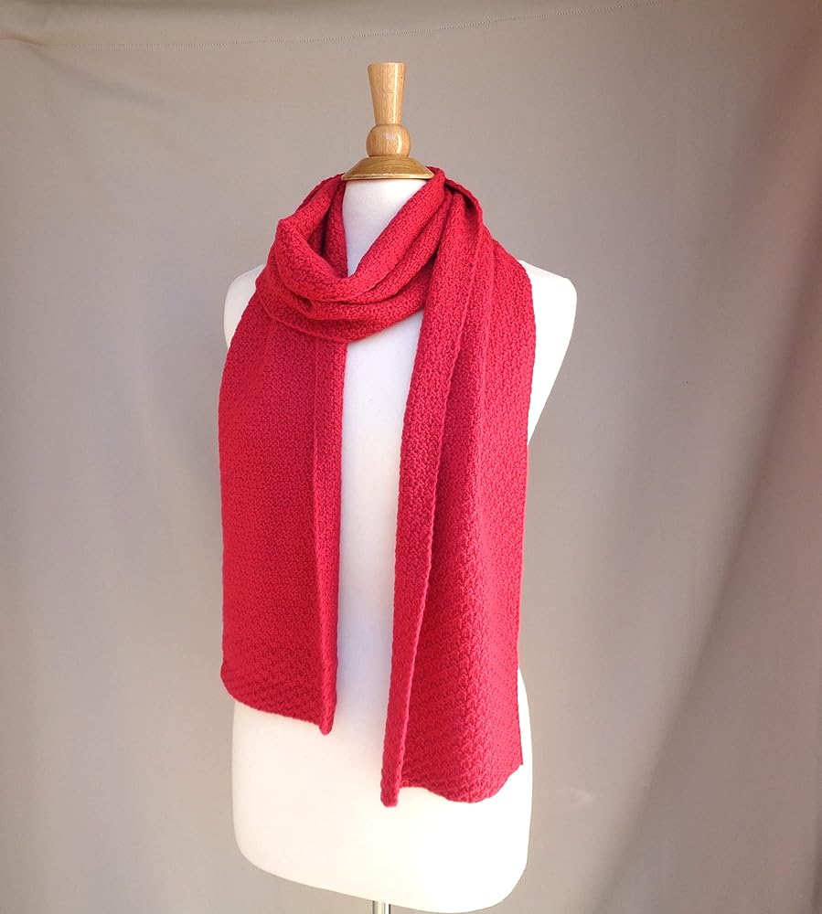 Amazon.com: Bright Red Scarf, 100% Yak Fiber, Hand Knit