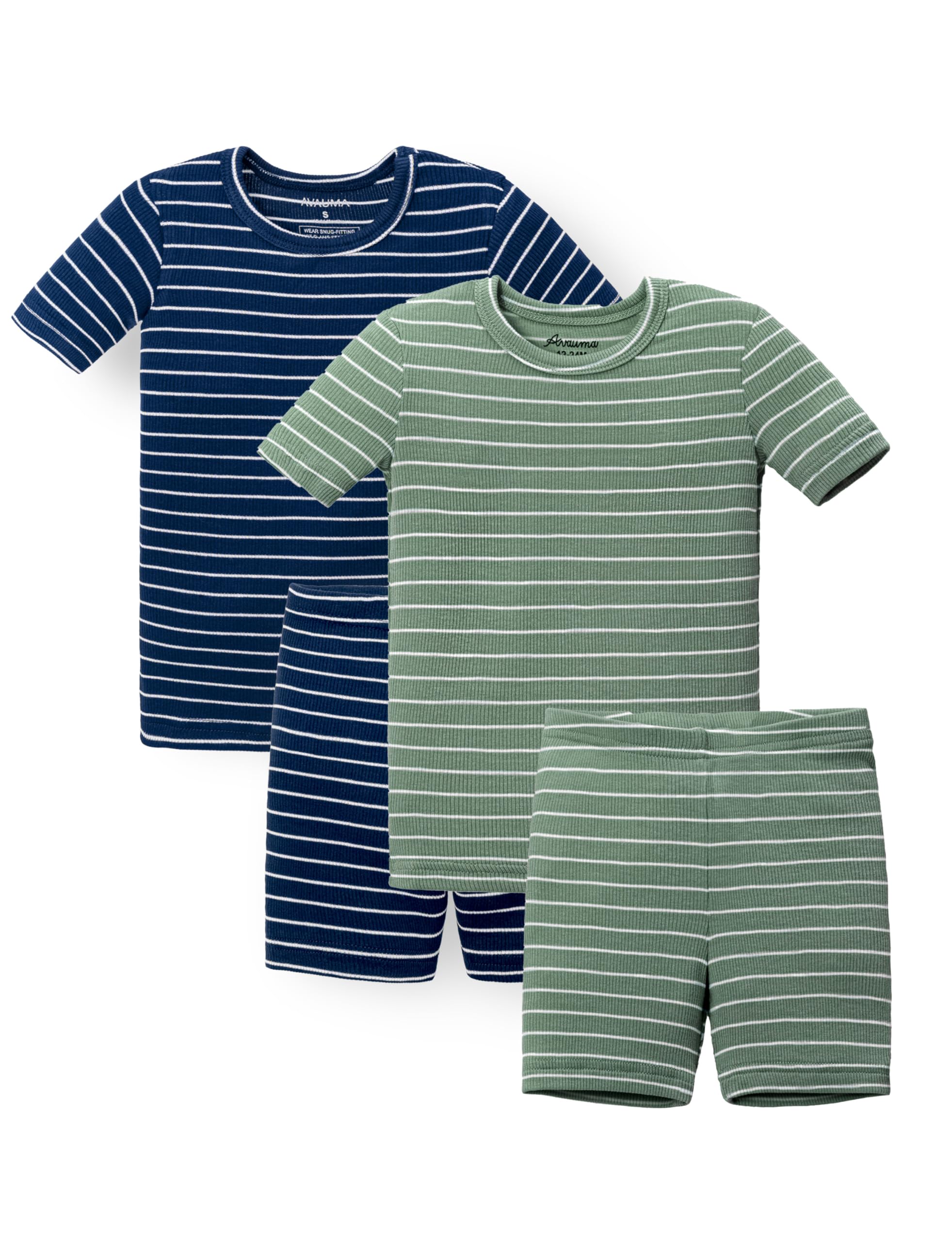 AVAUMA Stripe Pattern Baby Boys Girls Pajama Set Kids Toddler Snug fit Ribbed Sleepwear pjs for Daily Life Style