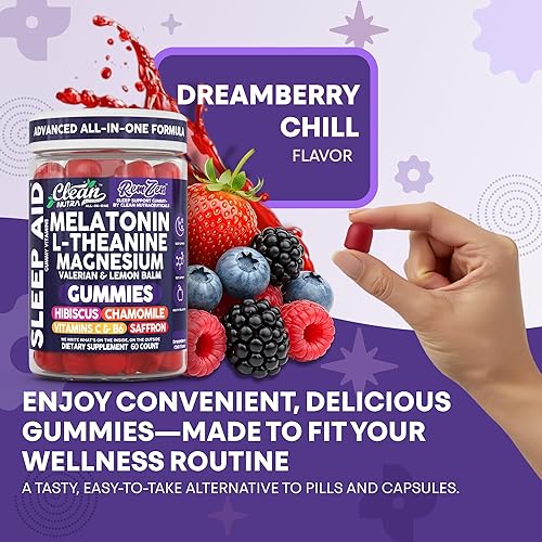 Miniatura 7 de Clean Nutra - Gomitas de melatonina L teanina magnesio raíz de valeriana bálsamo de limón manzanilla vitamina C Gomitas de azafrán ayuda para