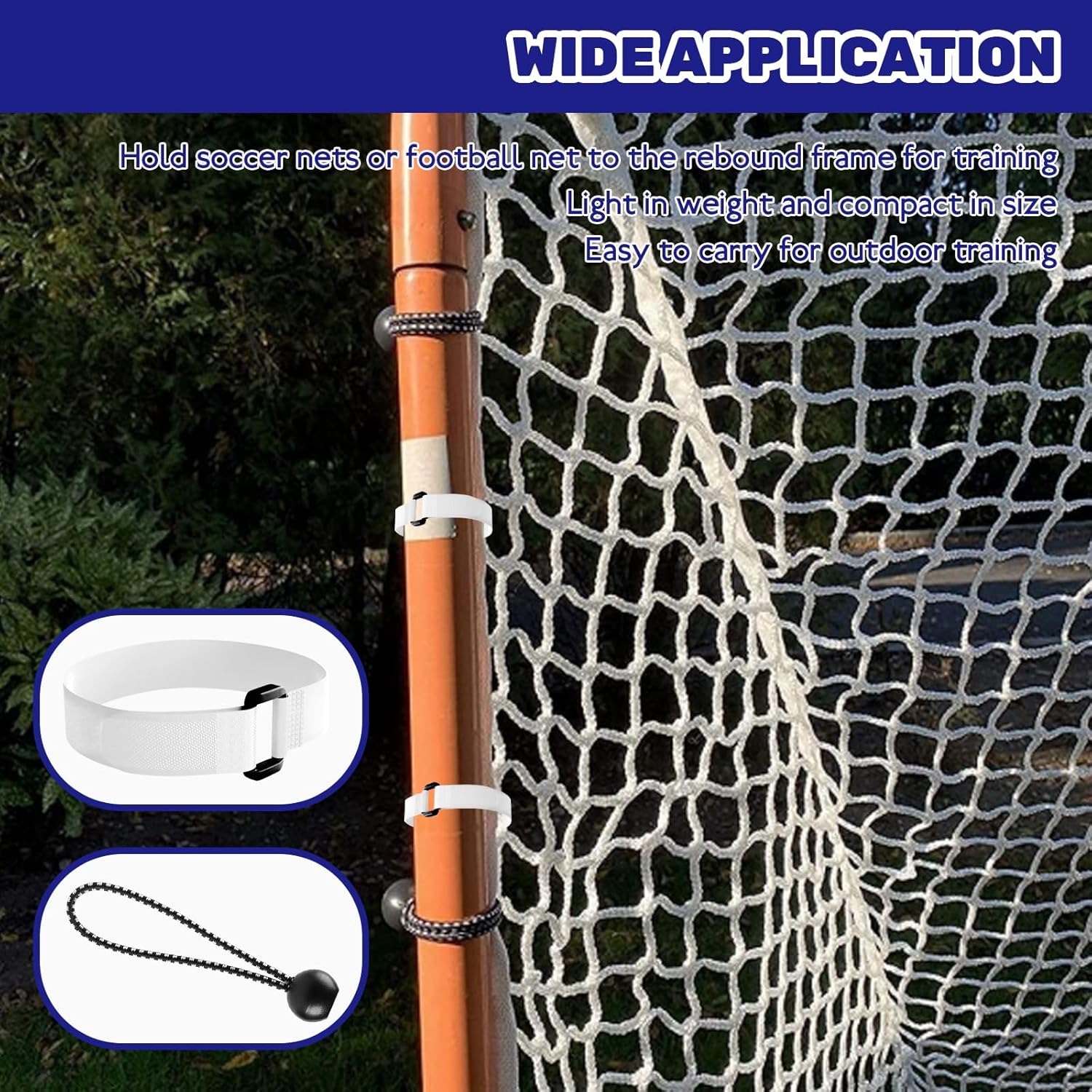 60Pcs Goals Net Attachment Straps and 5.9 Inch Soccer Bungee Cords Balls, Heavy Duty Soccer Rebounder Trap Fasteners for Holding Soccer Placement Nets