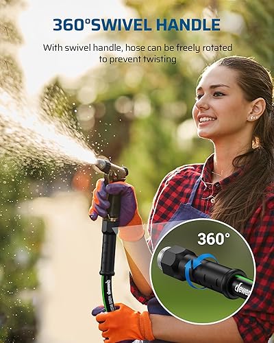 Miniatura 4 de DEWENWILS Manguera de jardín de 58 pulgadas × 50 pies, resistente, flexible, ligera, manguera de agua híbrida con mango giratorio en accesorios de