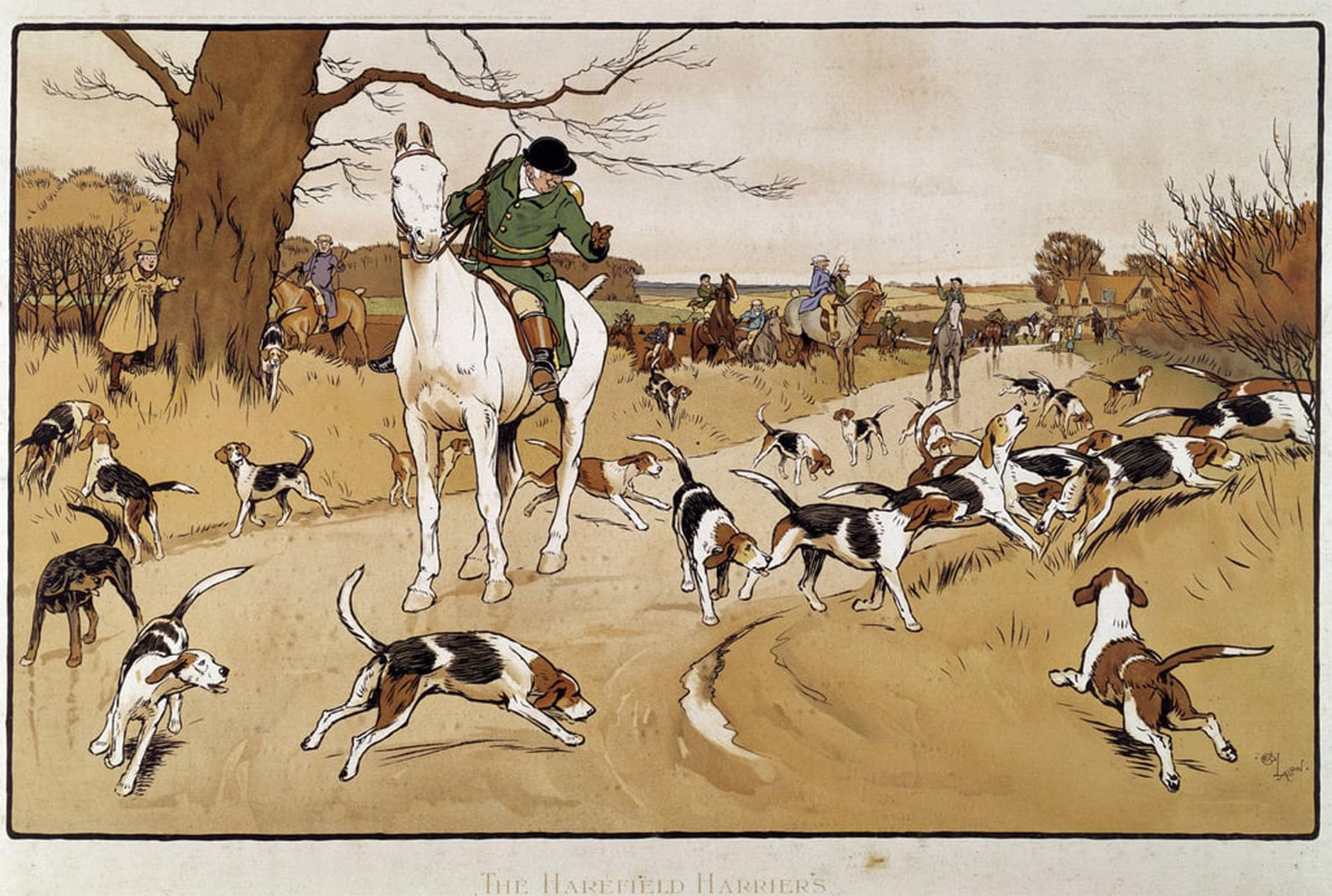 POSTERIIk Famous Print Pop Art Wall Art Graffiti Hunting Hare by Cecil Charles Windsor Aldin Art Prints for Home Decor 60x90cm