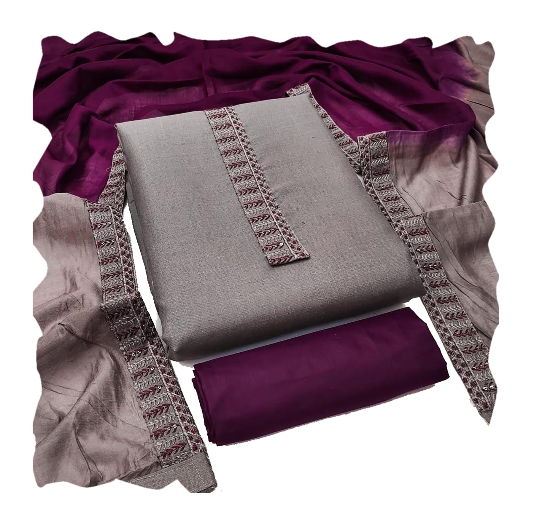 Womens Bombay Cotton Embroidery Tie Cotton Unstitch dress Material With Chanderi lace bordered Dupatta