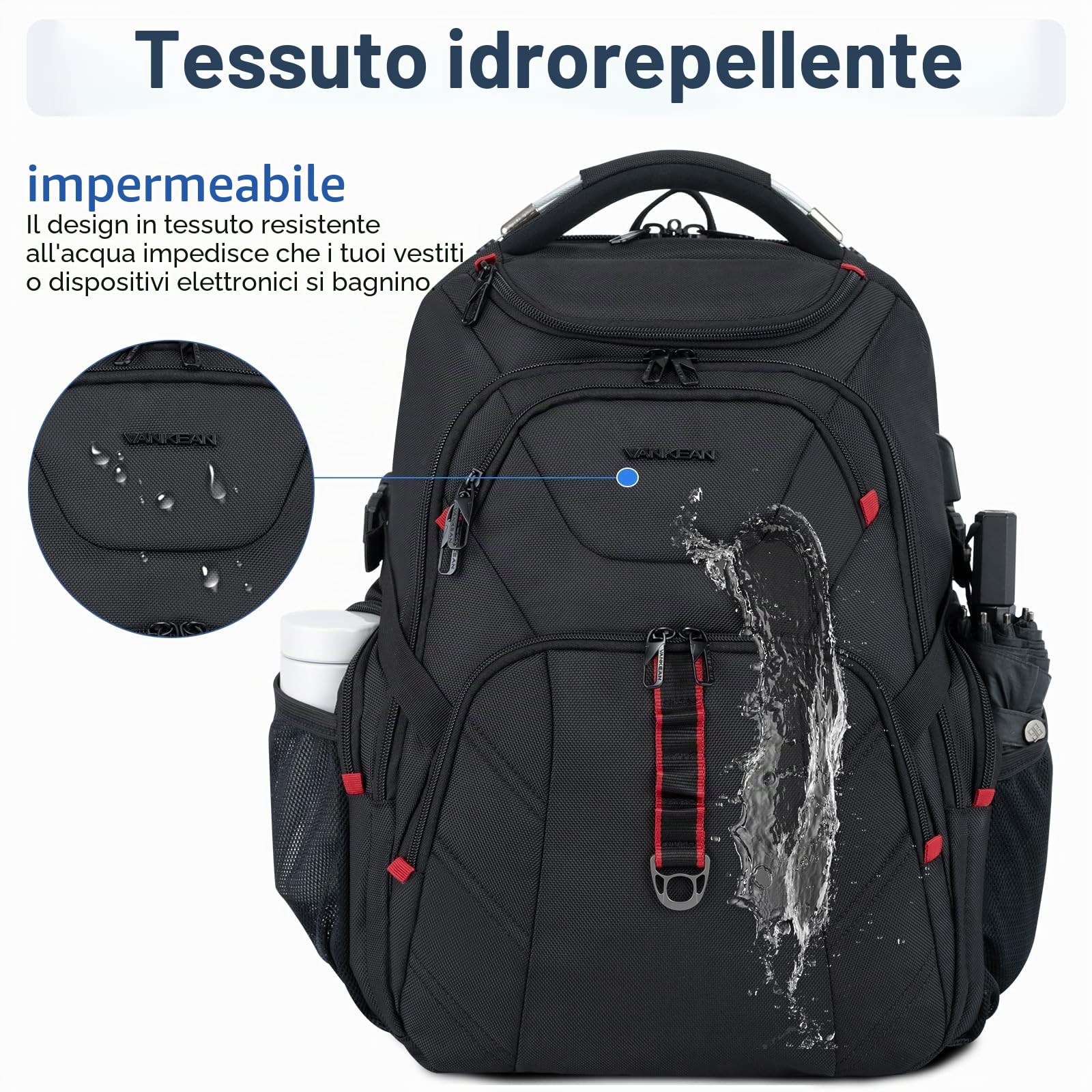 VANKEAN Zaino da viaggio per laptop da 17,3 ''