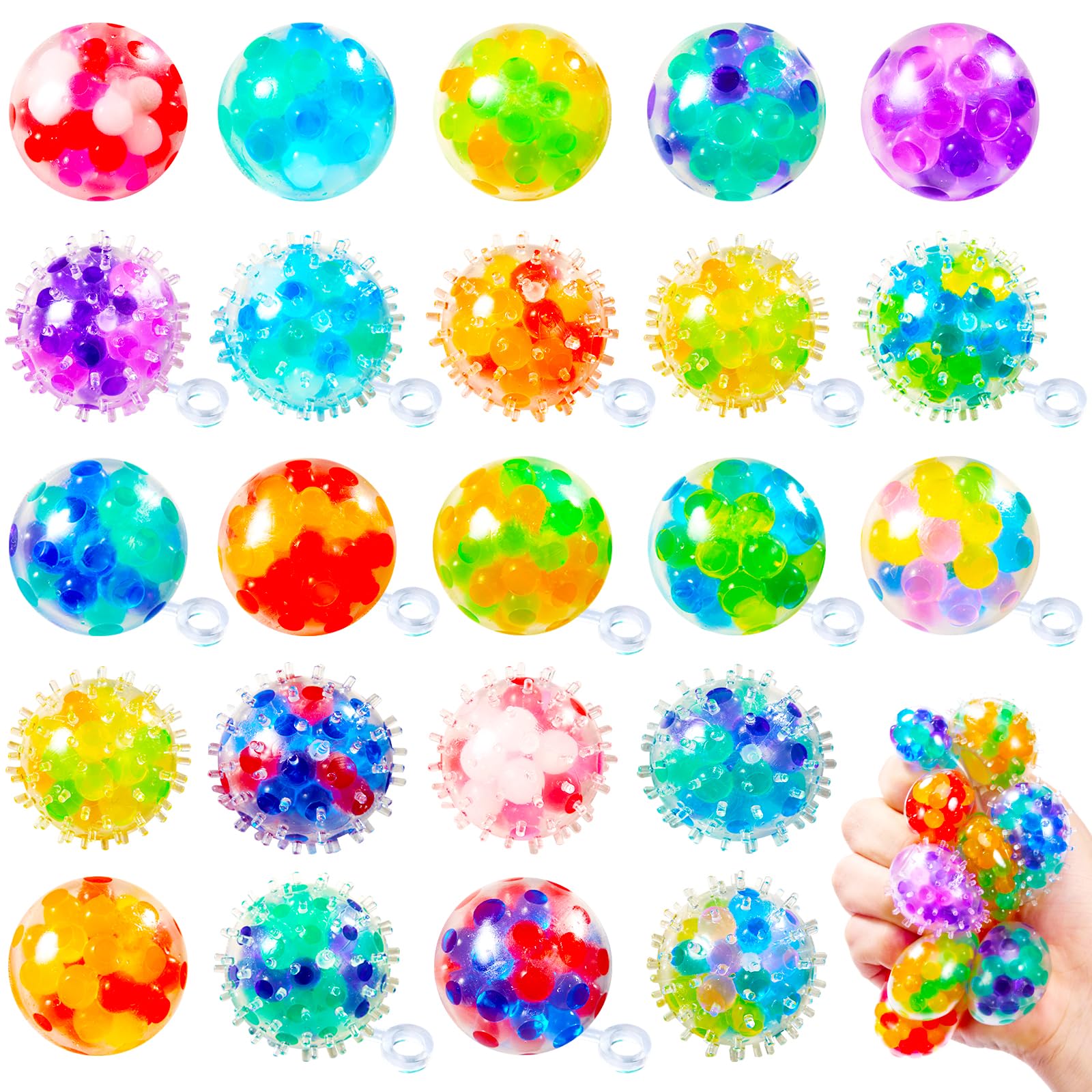 KIDRENFUN 24 PCS Fidget Ball Party Bag Fillers - Stress Balls Adults Students, Lucky Dip Prizes Class Gifts, Birthday Return Gifts Pass The Parcel Prize