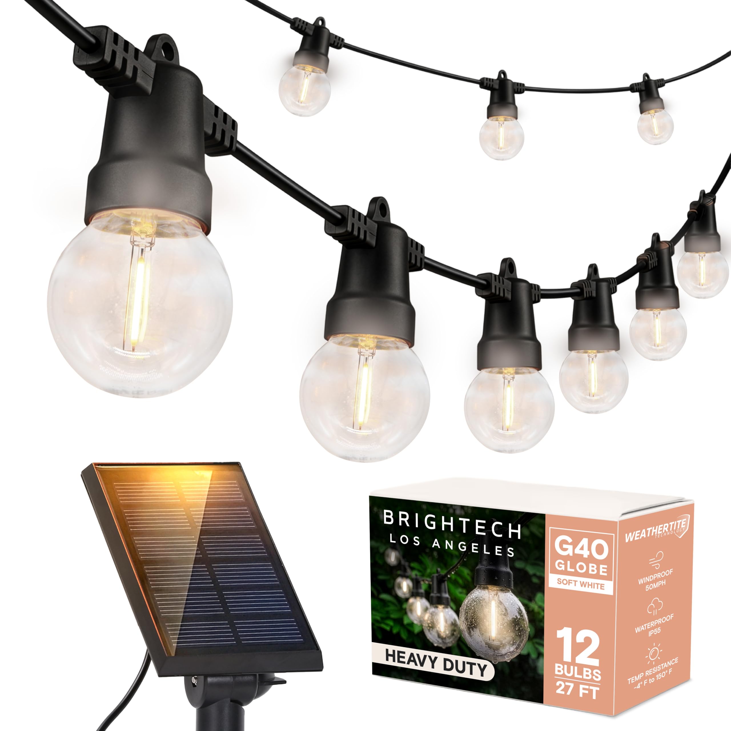 甦る光芒 Brightech Ambience Pro Solar Powered Outdoor String Lights - 27 Ft