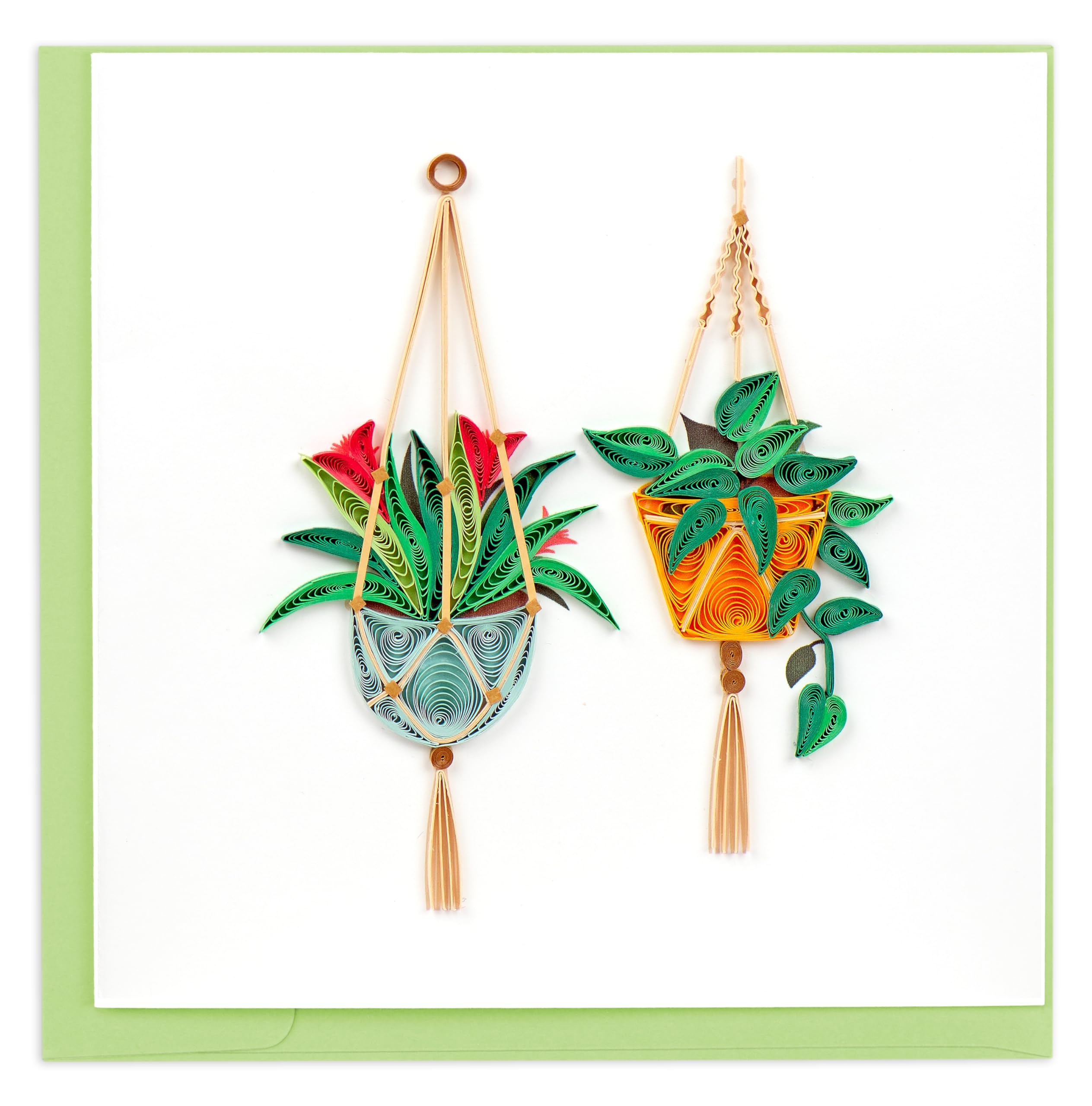 Quilling Bright Macrame Plant Happy Plant Home Hand-Finished Art Greeting Card Frameable Art