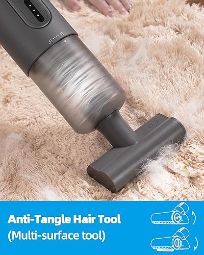 Miniatura 3 de Brigii Aspiradora de pelo para mascotas con herramienta para el cabello antienredos, aspiradora inalámbrica para automóvil, aspiradora de mano de 18