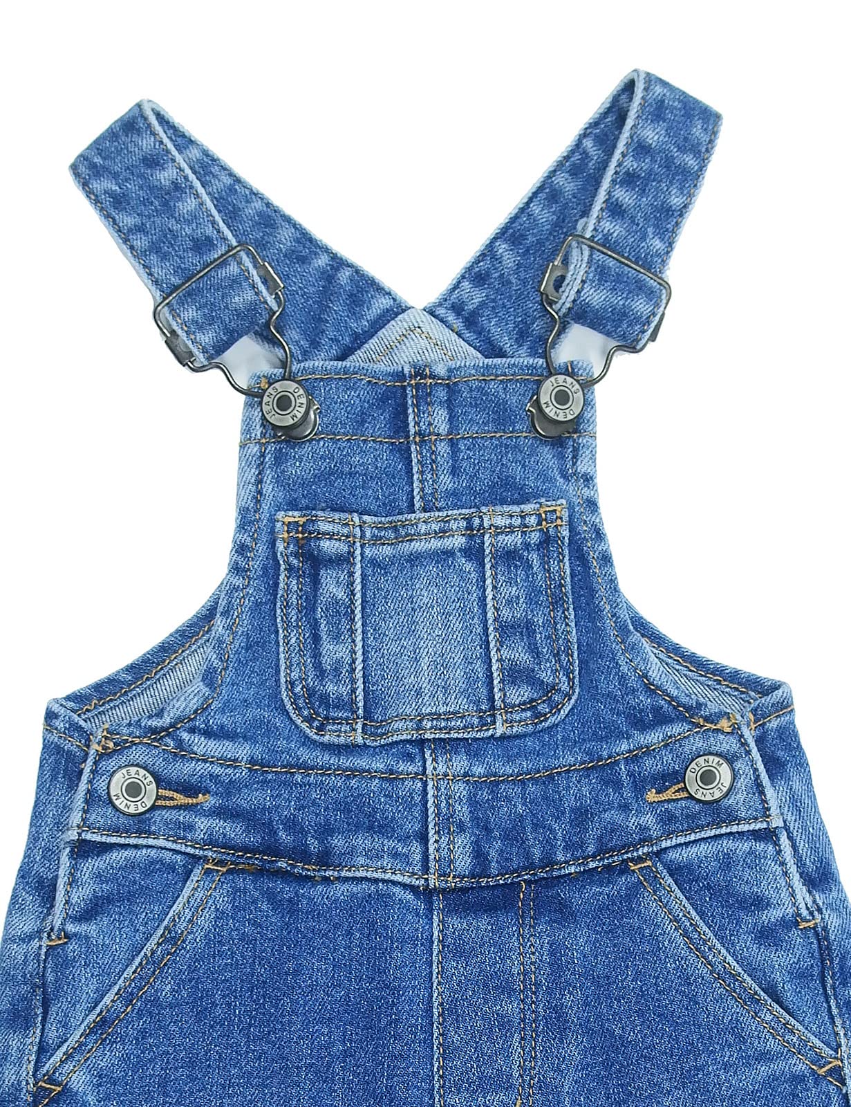 KIDSCOOL SPACE Enfant Garçon Fille Petite Poche à Bavette Bretelles Réglables Salopette en Jean, Denim Mignon Pull Déchiré