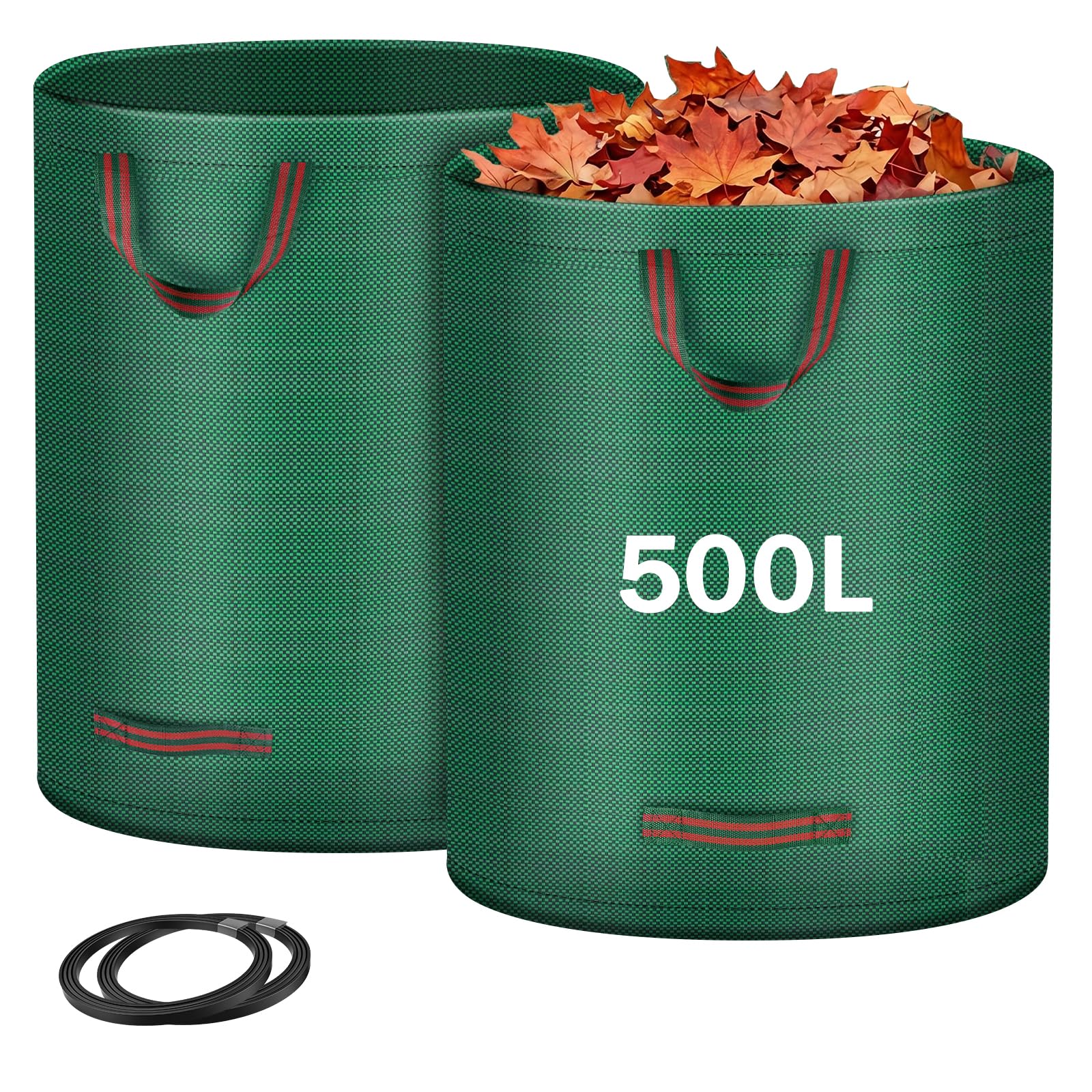 ANOMM 2 Pack 500 L Garden Waste Bags, Reusable Garden Sacks with Handles — image 1