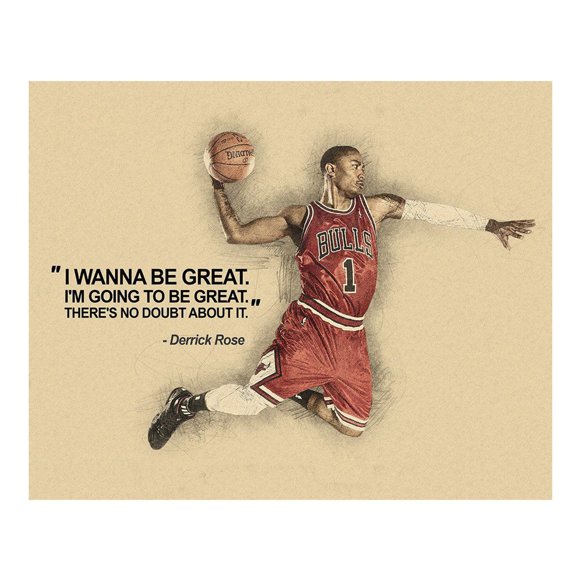 Derrick Rose Quotes- I Wanna Be Great-No Doubt -Motivational Basketball Poster Print, Great Inspirational Wall Art Decor For Home Decor, Office Decor,