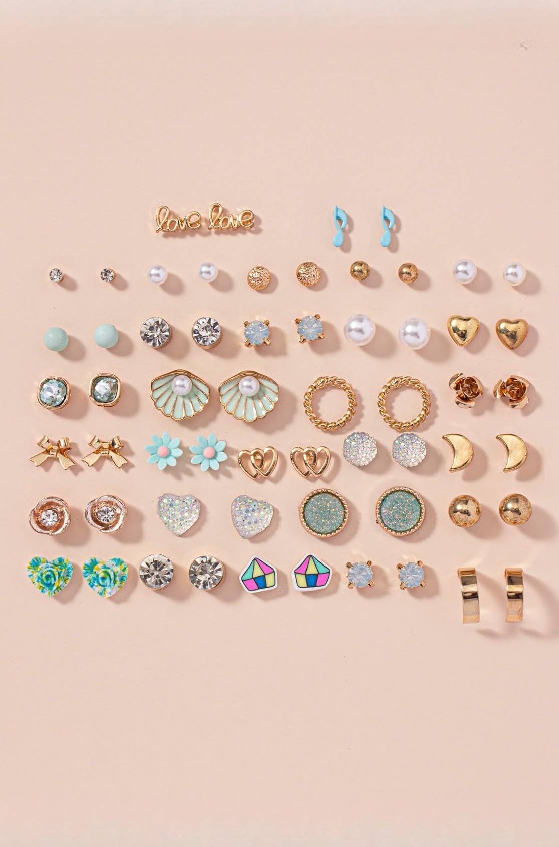 Shining Diva Fashion 30 Pairs Combo Set Latest Stylish Crystal Pearl Earrings for Women and Girls (15283er)