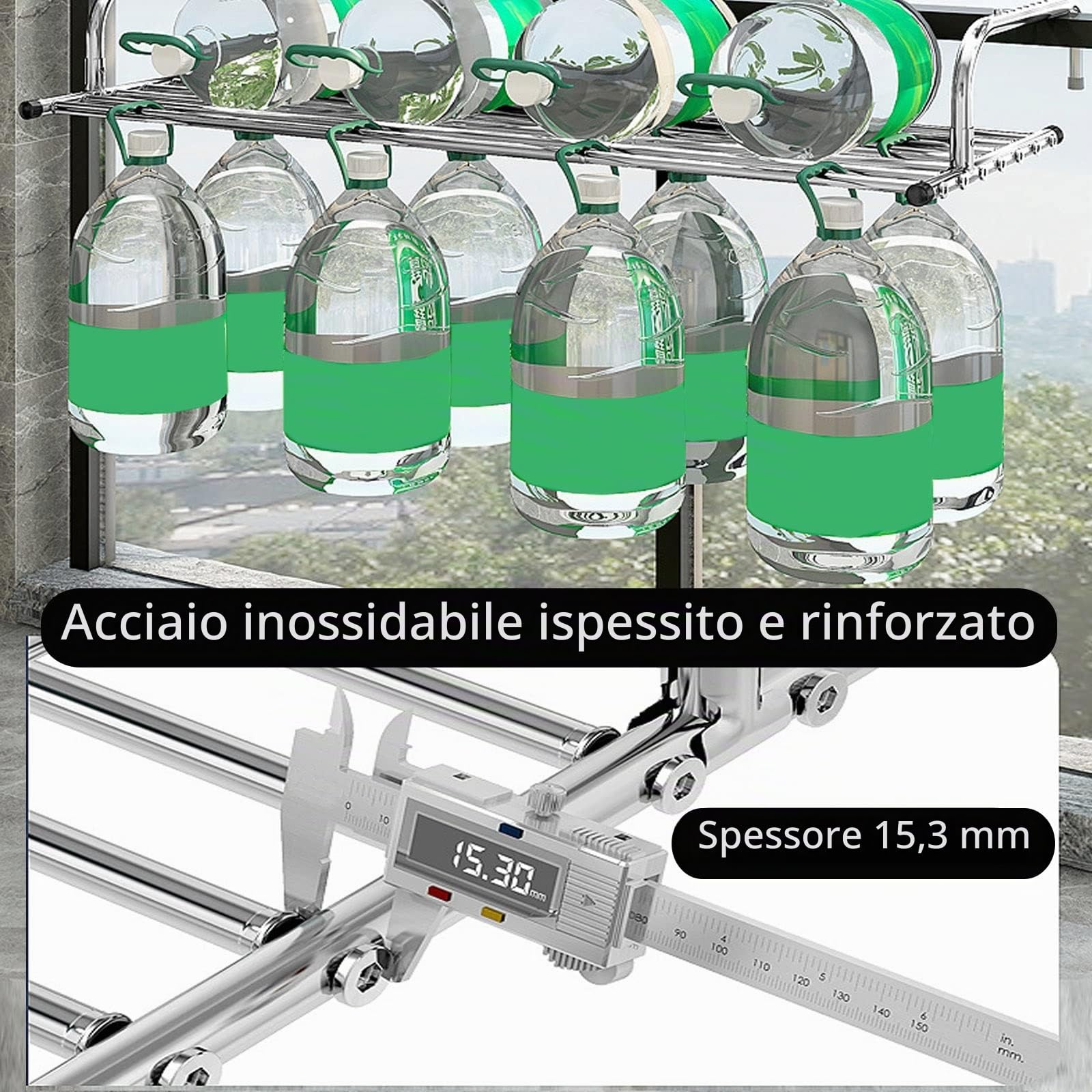 Stendibiancheria da Balcone Stendino Estensibile Facile da Piegare, Antiruggine da Parete Stoccaggio Facile Robusto, per Uso Interno Ed Esterno, Stendibiancheria da Termosifone