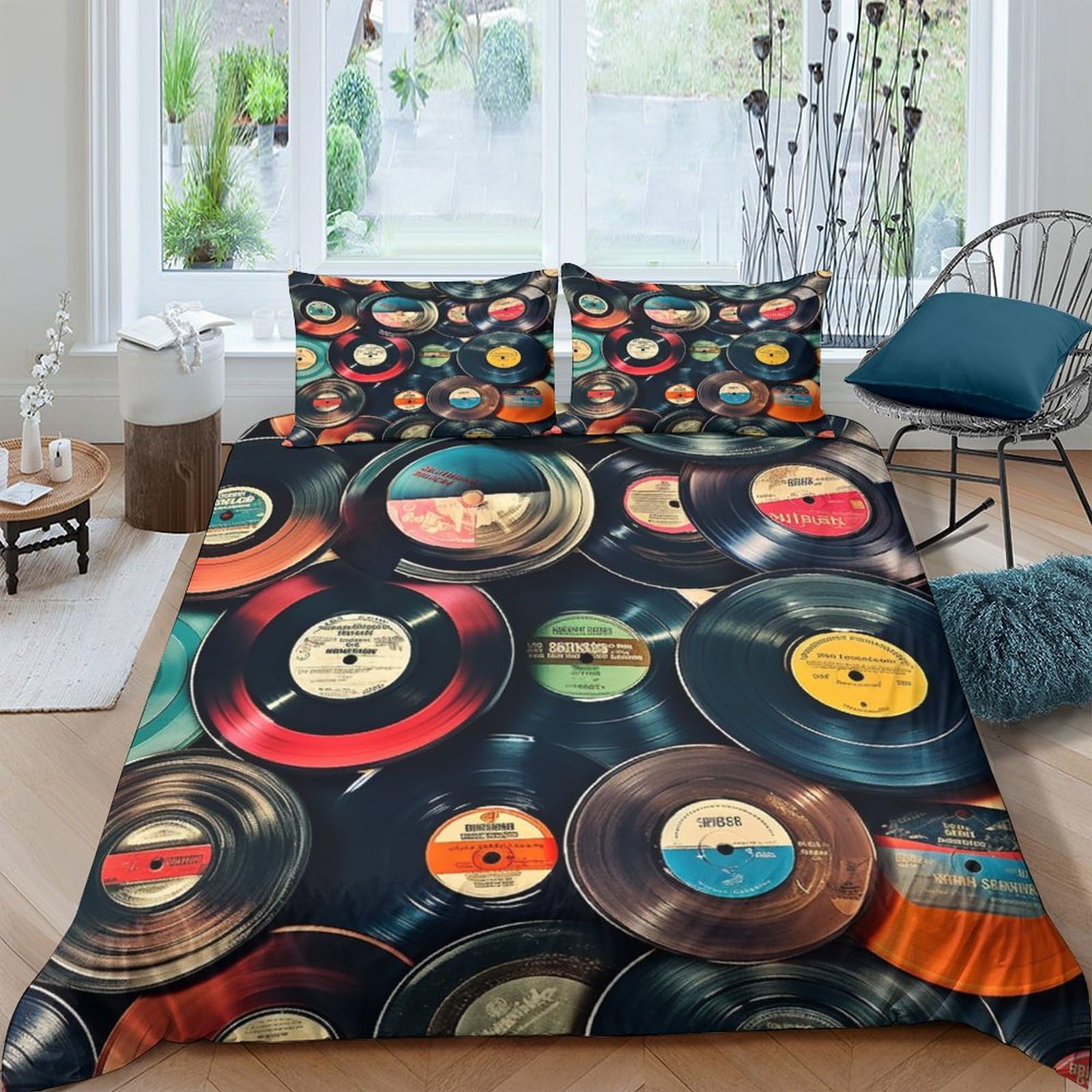 Housse de couette vinyle 3D déco rock pour chambre ado