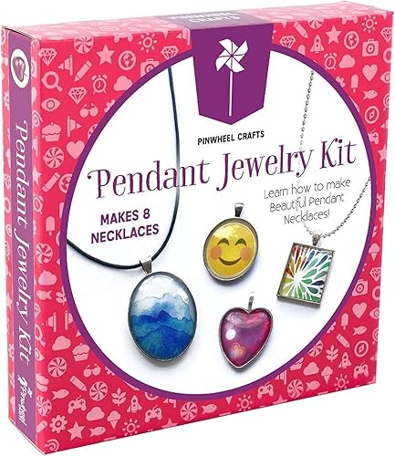 Pinwheel Crafts Kit de fabricación de joyas manualidades para niños hacen tu propio collar con colgante de cristal kits de manualidades para niñas