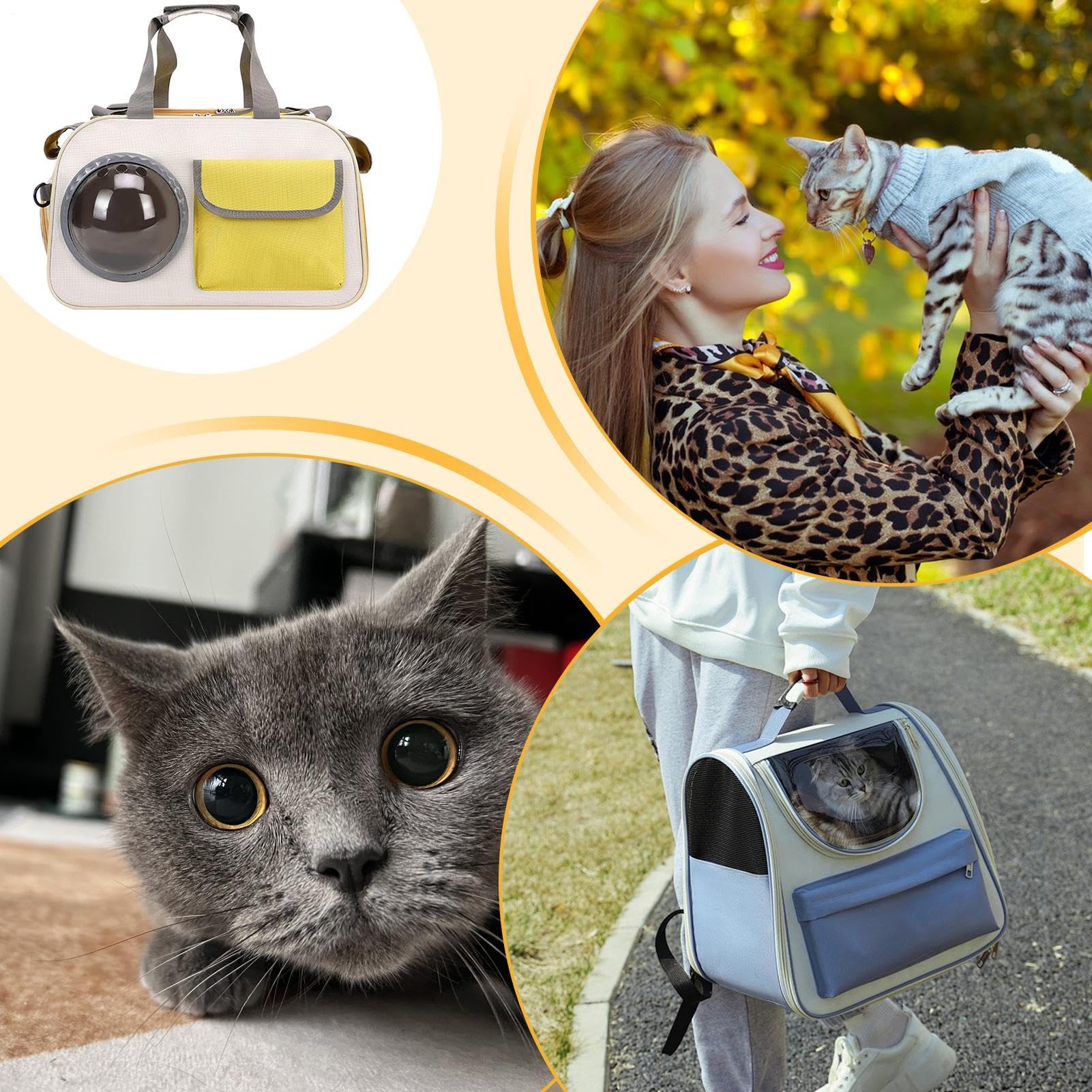 Katzentransportbox | Tragbox Mit Blasenfenster Für Katzen | Stoßfest & Atmungsaktiv Für Flugzeug Auto Outdoor Krankenhaus Camping