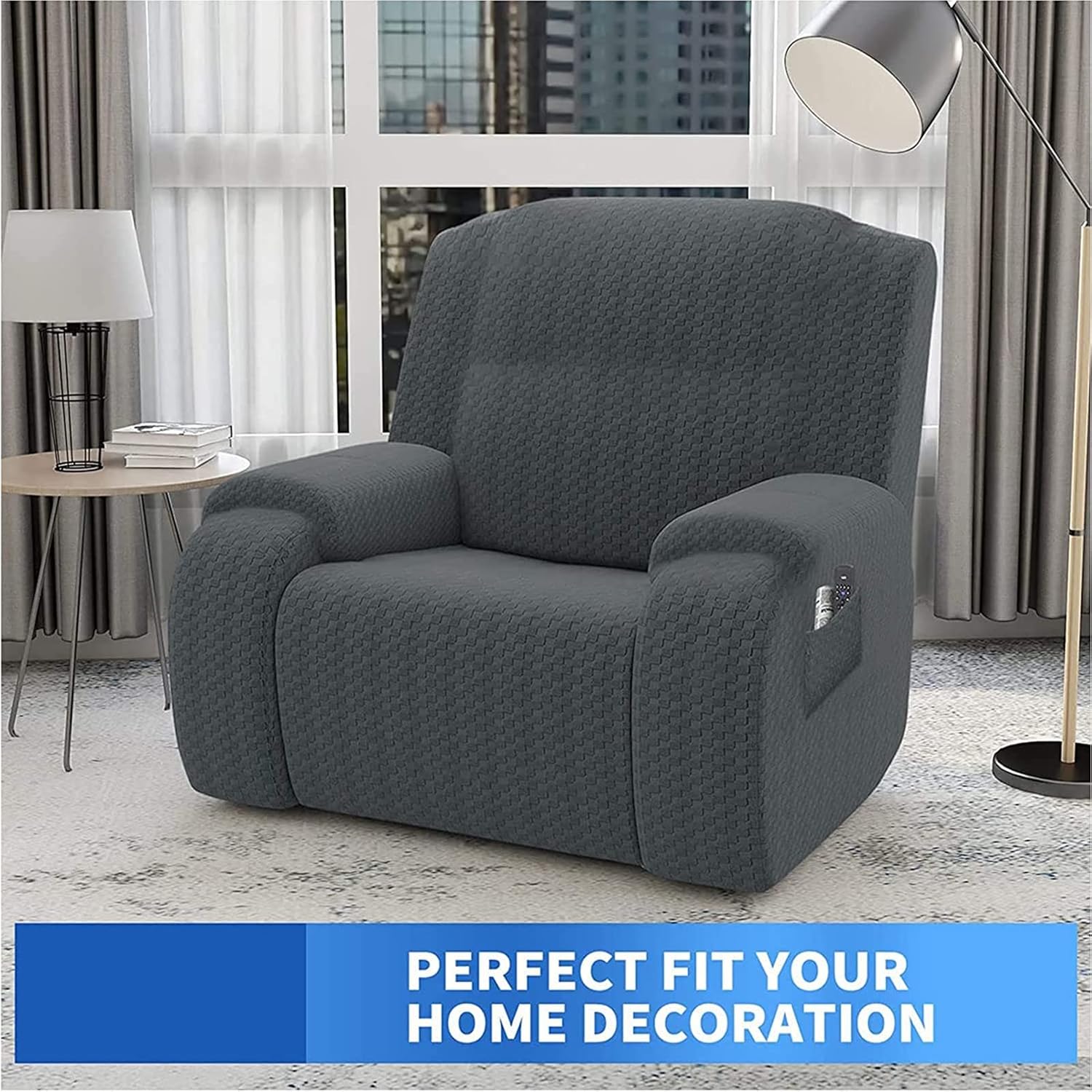 All-Inclusive Oversized Stretch Sofa Slipcover for Manual Electric Recliner Chair Cover, Recliner Cover Non-Slip Soft Reclining Furniture Protector,B