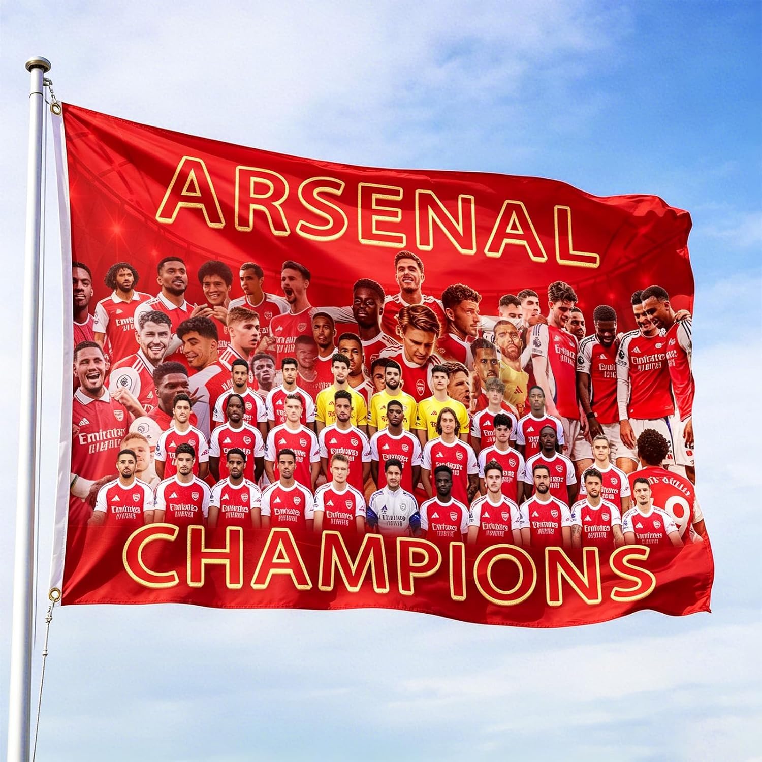 90x150cm Arsenal Champions 2026 Flag - Big Arsenal Flags,Large Fan Celebration Banner Lineup Illustration Ideal for Parade Bedrooms, Home Decor Celebrate Victory