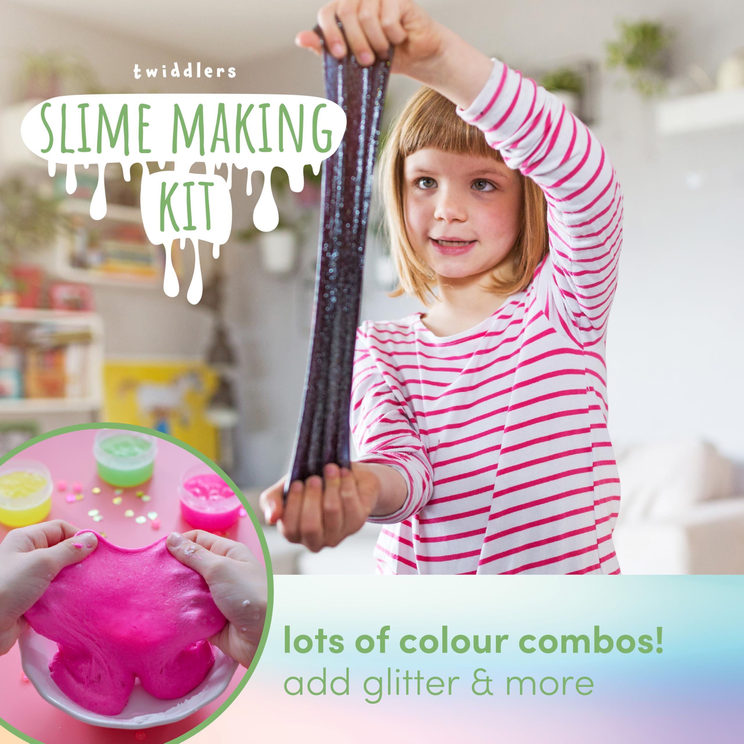 The Twiddlers - 100 Piece Slime Making Kit Gift Set for Kids - Crystal Beads, Glitters and Decorations, DIY Arts & Crafts Toys