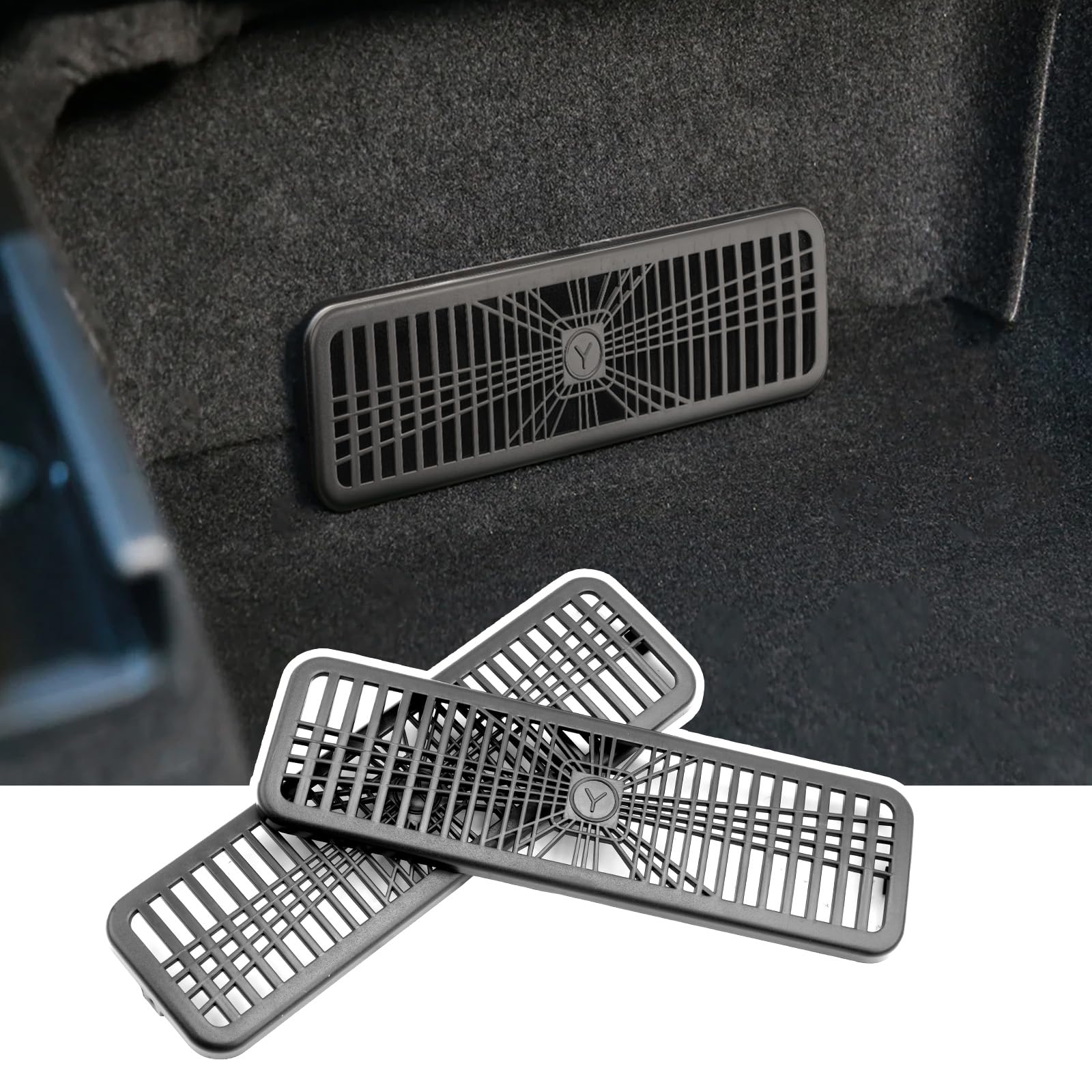 Set di 3 griglie di ventilazione YEE PIN per Tesla Model Y Juniper 2025 2026, protezione per aria condizionata posteriore ed bocchette d'aria sotto il sedile, accessorio Model Y per evitare corpi