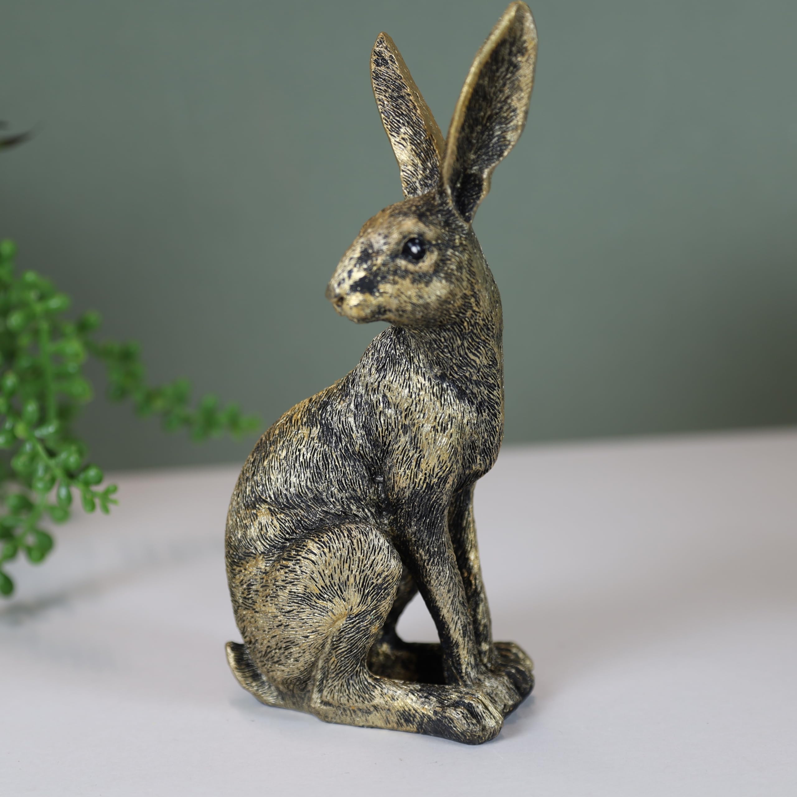 Fyne-Finds Gold Bronze Antique Sitting Hare Bunny Rabbit Ornament Figurine Statue Sculpture