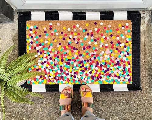 Felpudo de confeti, tapete de bienvenida, regalo de inauguración de la casa, decoración bohemia, regalo de boda, decoración bohemia, confeti para