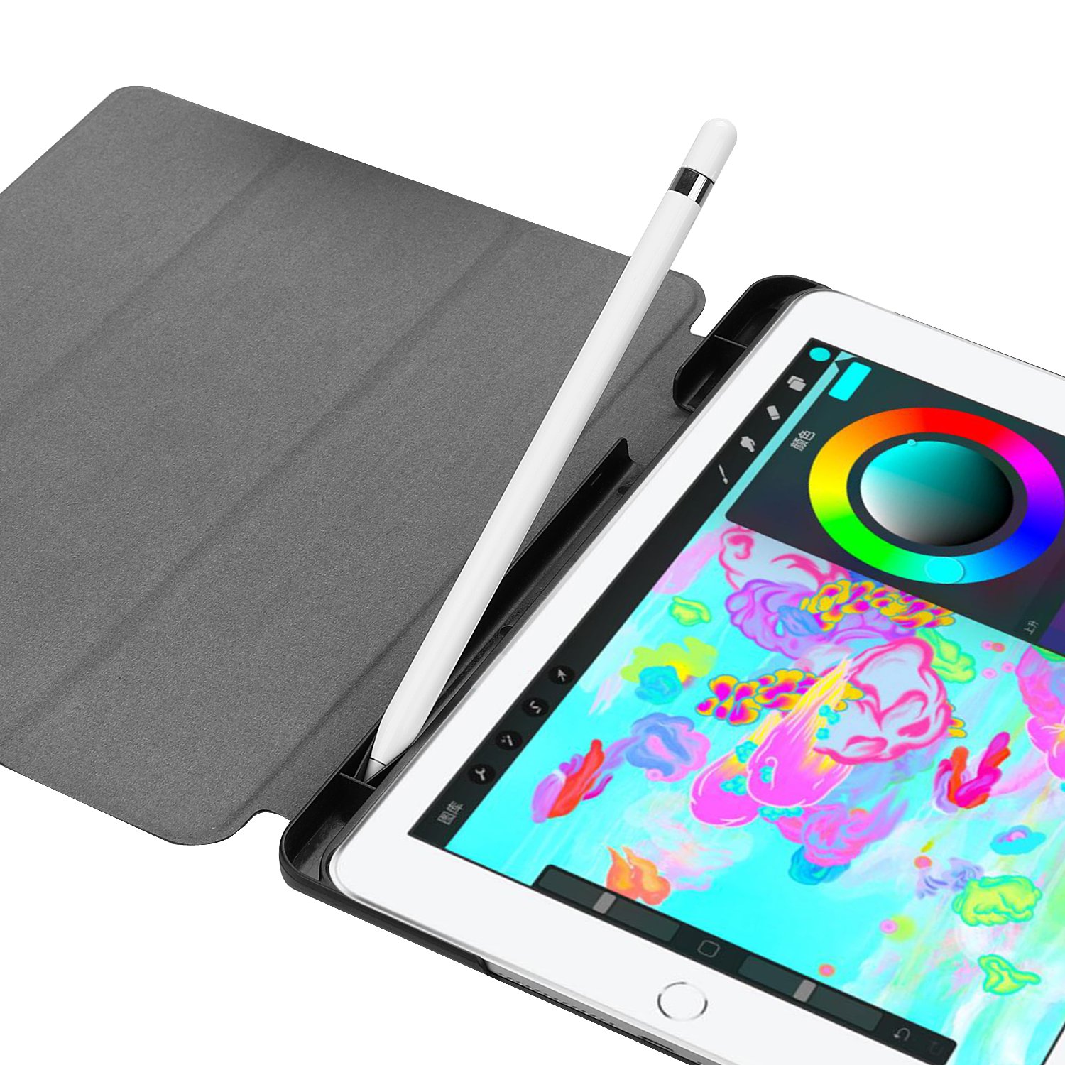 iPad 9.7 Inch 2018/2017 Case with Pencil Holder，Gylint Slim