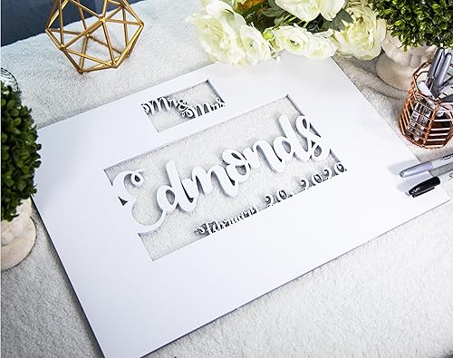 Miniatura 7 de Alternativa personalizada para libro de invitados de boda  Libro único de registro de boda con apellido cortado personalizado para recepción de boda