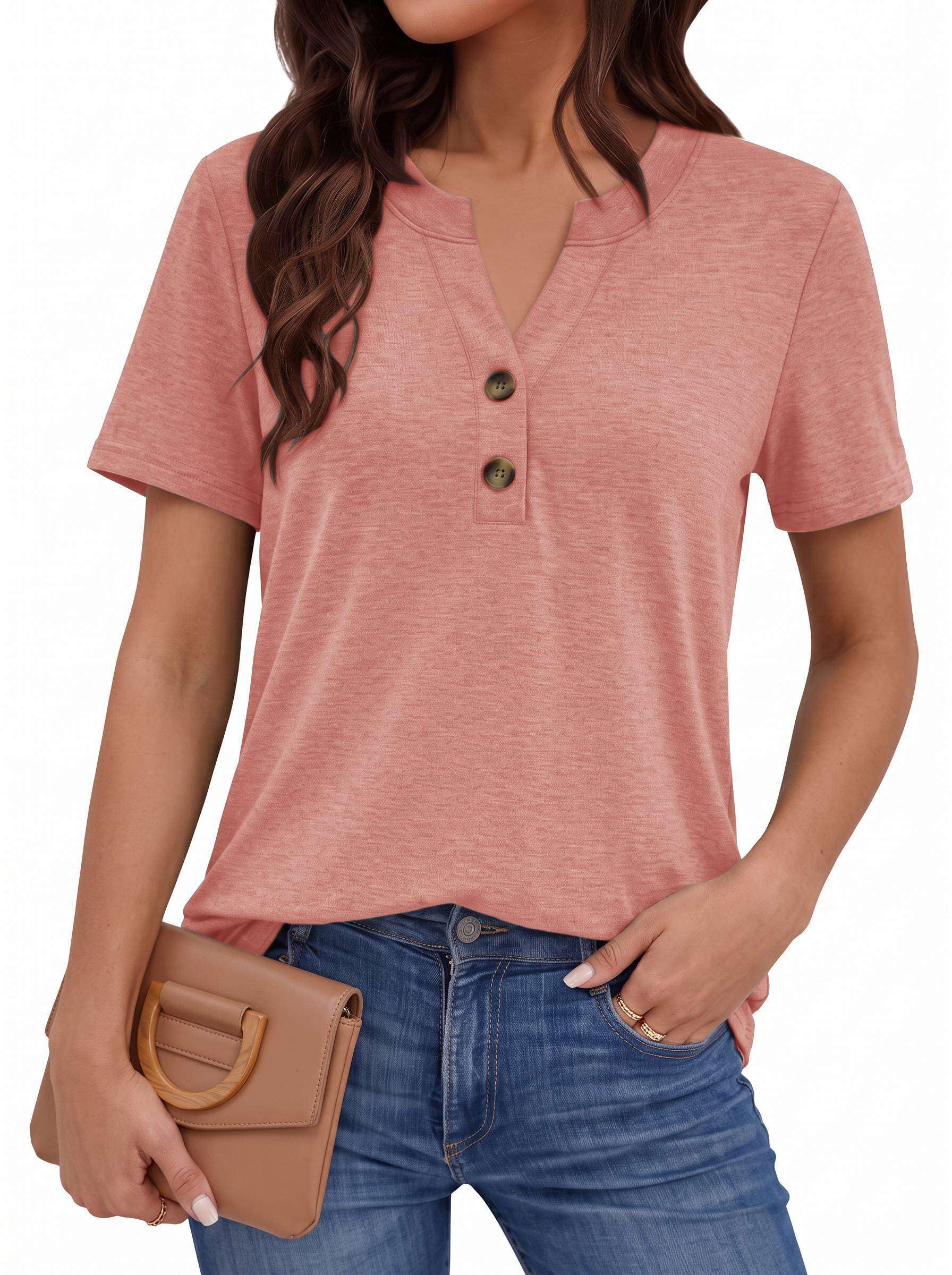 Pawate Damen Langarmshirt Elegant Oberteil V-Ausschnitt Blusen Business Tops Casual Baumwolle Shirts Herbst Tunika