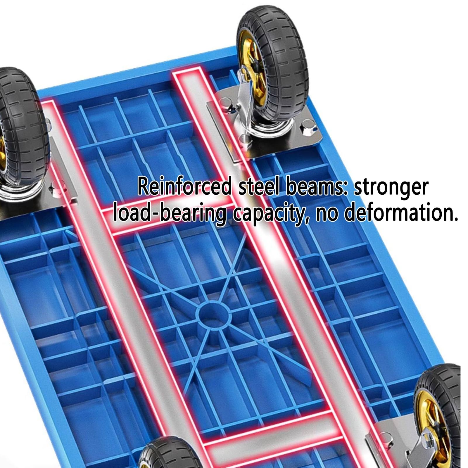 Carro de Plataforma Resistente,Equipado con Ruedas giratorias de Freno y manijas,Carro de Mano Plegable de Plataforma Plana de plástico,Adecuado for supermercados y garajes
