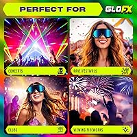 Vista 5 de GloFX Gafas de esquí - Gafas reflectantes Cyberpunk, diseño de cara completa, acolchado de espuma cómodo, correa ajustable, protección UV