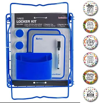 Charmed By Dragons Locker Kit Organizer Decorations 12 Inch Tall Shelf, Mirror, Whiteboard, Pencil Cup and Inspirational Magnets 13 Piece Bundle BLUE SET, 00130