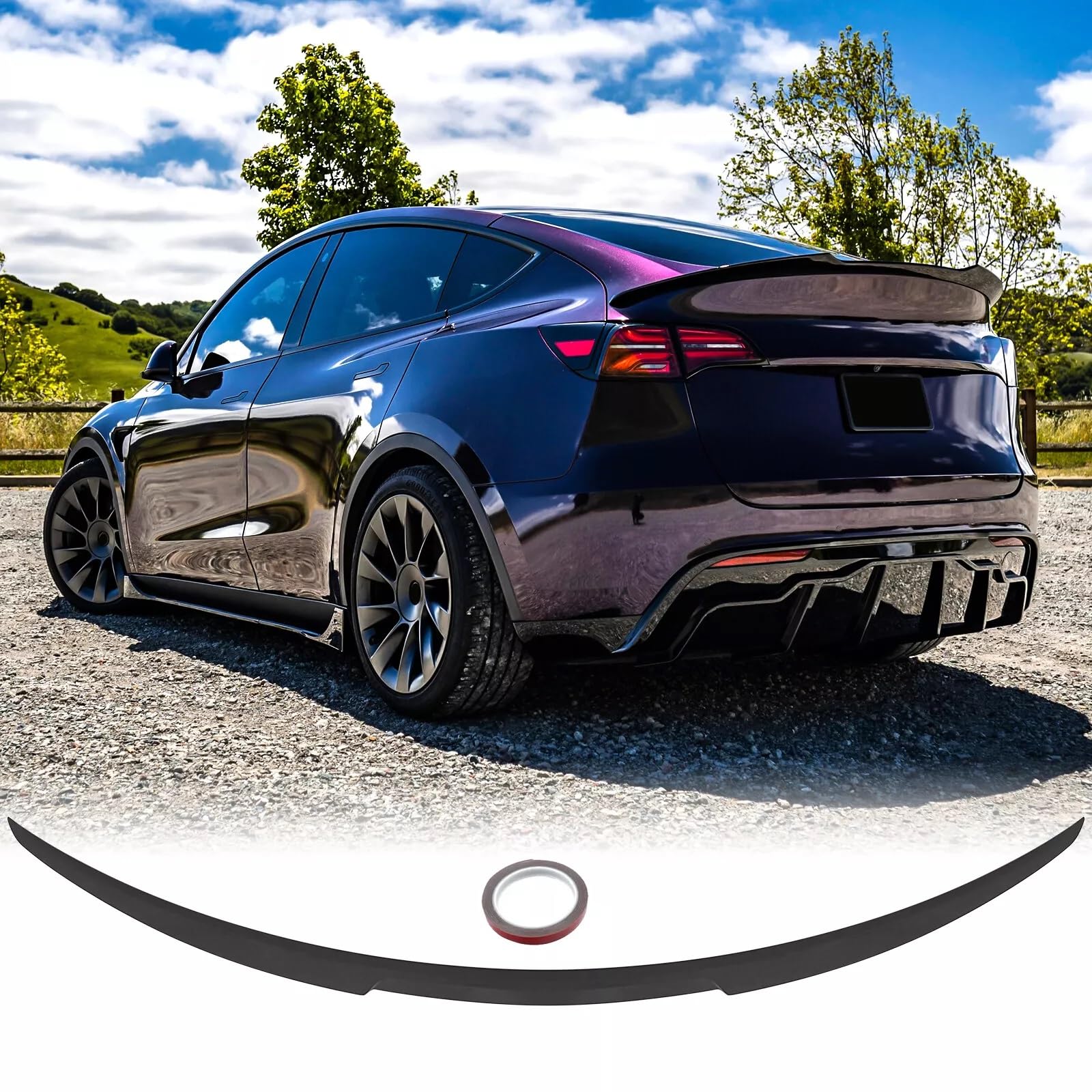 ABS Glass Glossy Black Spoiler Kit for 2020 2020 2022 2023 2024 Tesla Model Y Rear Trunk Spoiler Wing OEM Material Sport Trunk Lip Accessories