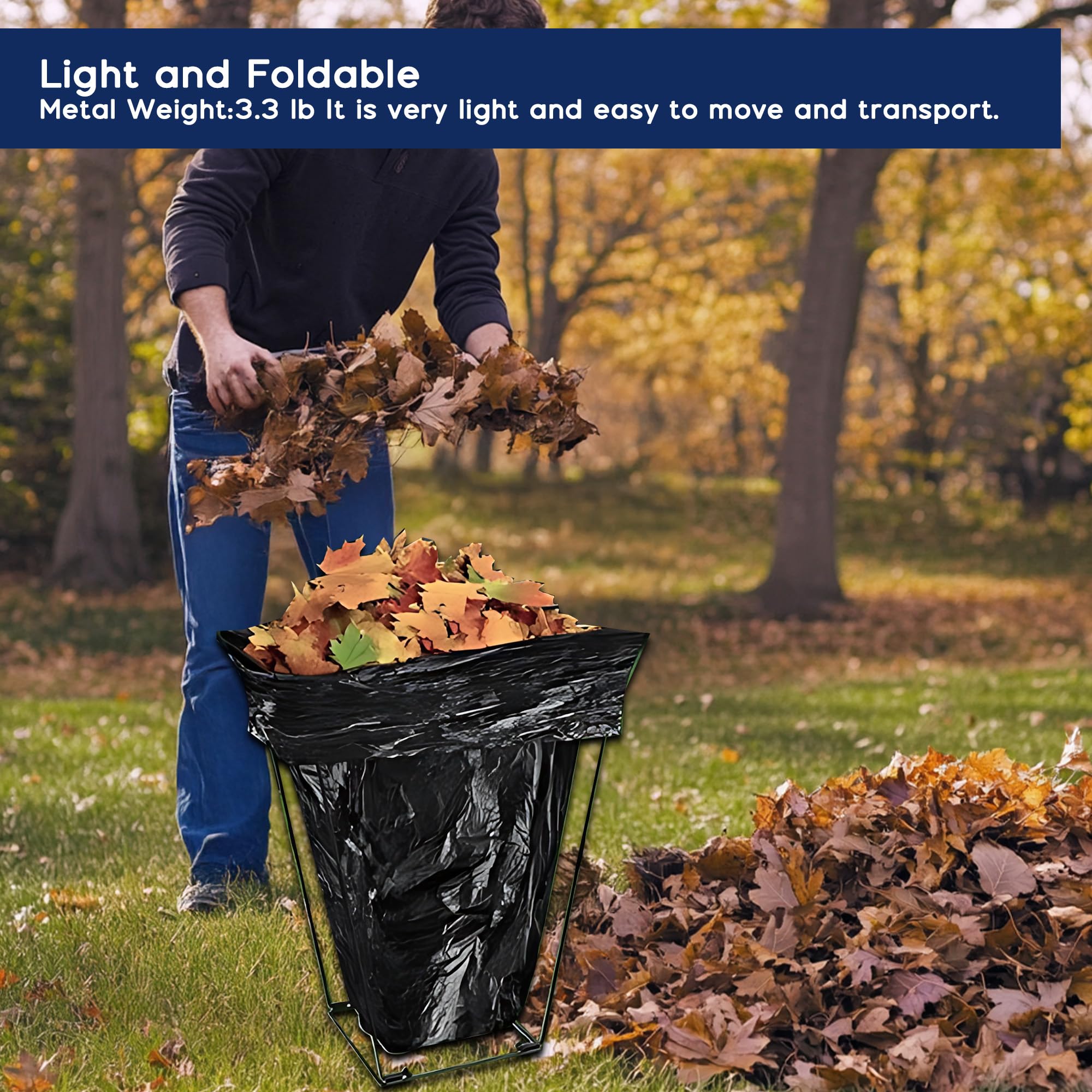 Outdoor Trash Bag Stand - Leaf Bag Holder -5