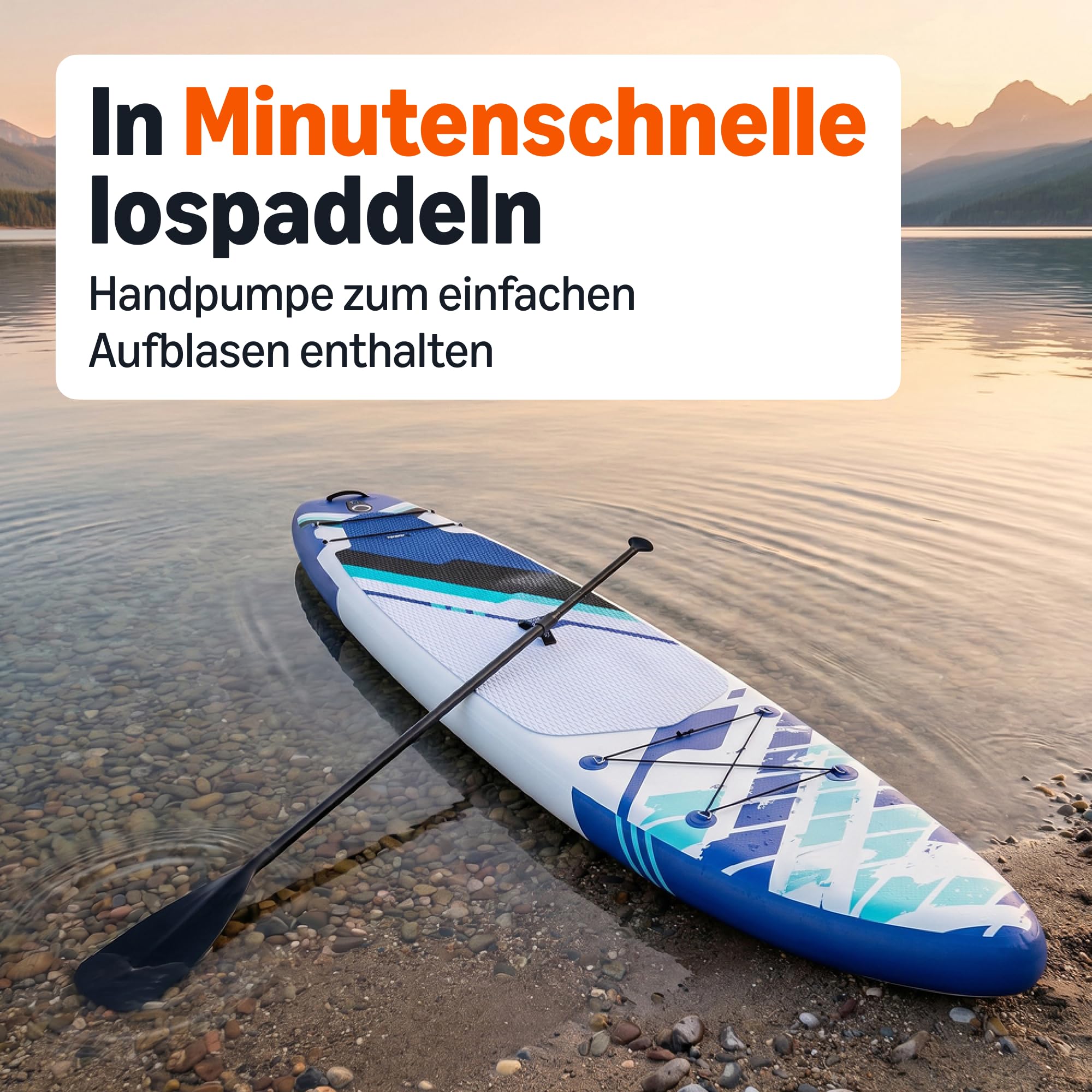 Amazon Basics Stand Up Paddleboard mit komplettem Zubehörset, 335 cm x 84 cm, Blau