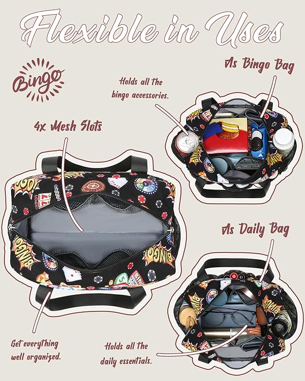 FOKDUVB Bingo Bag with Pockets for Daubers Dabbers Dotters Bingo Stuff Supplies for Players (Black) by FOKDUVB - Image 2
