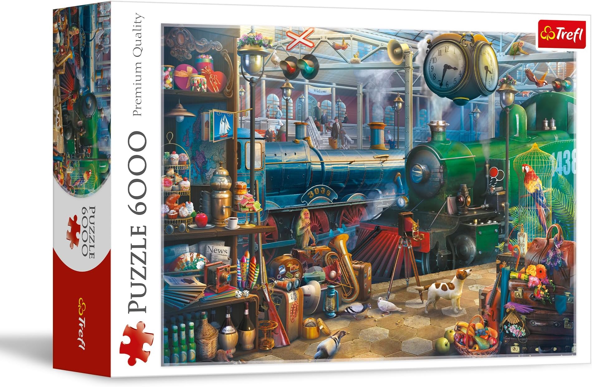 Trefl Train Station 6000 Piece Jigsaw Puzzle Red 54"x38" Print, DIY Puzzle, Large Jigsaw Full of Details, Creative Fun, Classic Jigsaw for Adults and Children from 14 Years Old