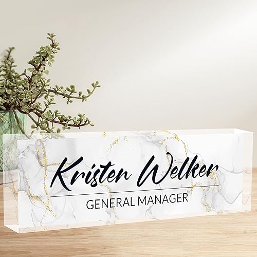 Miniatura 8 de Placa de nombre de escritorio personalizada, placas de identificación acrílicas personalizadas para escritorio, accesorio de oficina para mujeres y