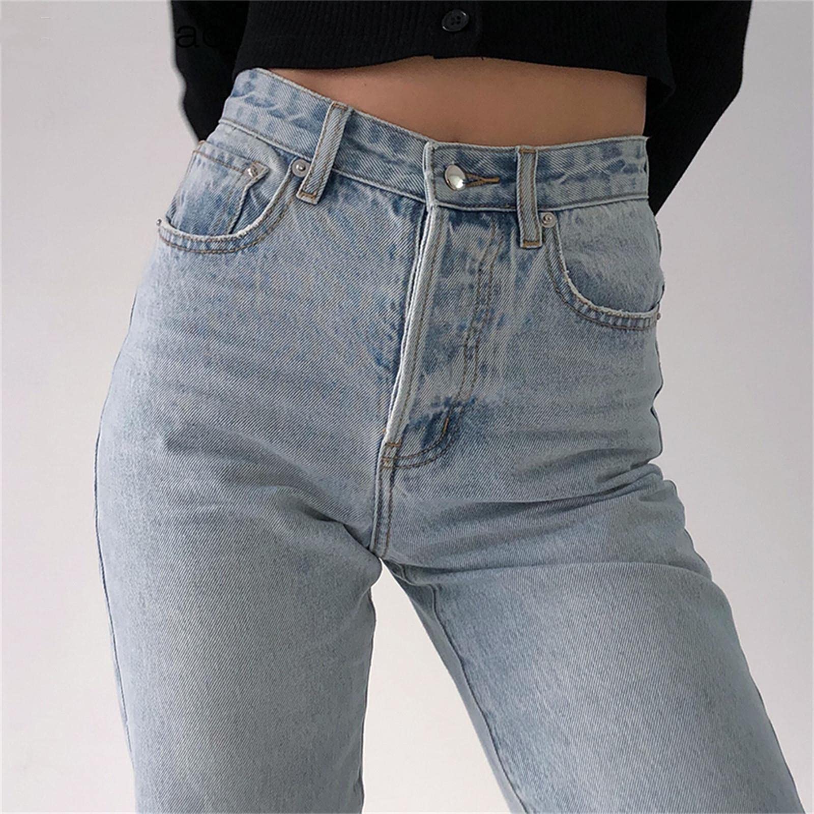 UKKO Jeans da Donna Jeans Allentati A Vita Alta per Le Donne Pantaloni Mom Jeans Jeans Lavata Jeans Fidanzato