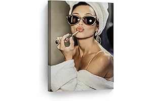 Audrey Hepburn Wall Art Canvas Print Lipstick Makeup Pop Art Pretty Beauty