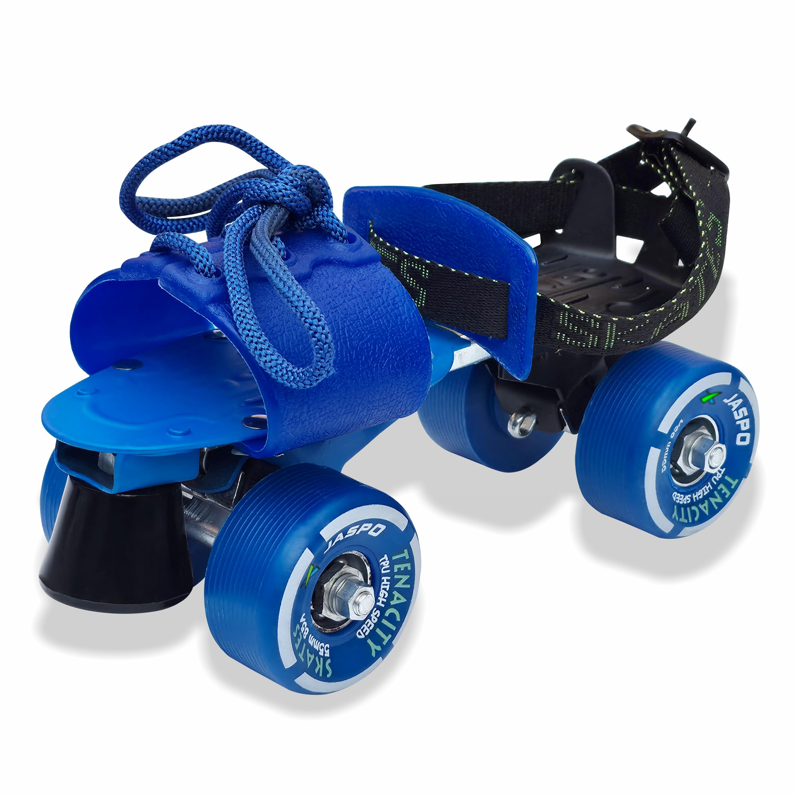 Jaspo Tenacity Adjustable Senior Roller Skates Suitable for Age Group 6 to 14 Years, Quad Skating Shoe Adjustable Length 21-27 cms, Metal Body, TPU Wheels