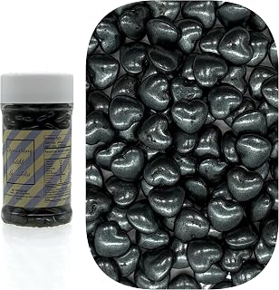 Dynastang Black Heart Sprinkles Edible Heart Cake Decorating Heart Cake Decorations Cupcake Toppers Cookie Decorating Perfect for Cakes, Cupcakes, Desserts Toppings 3OZ