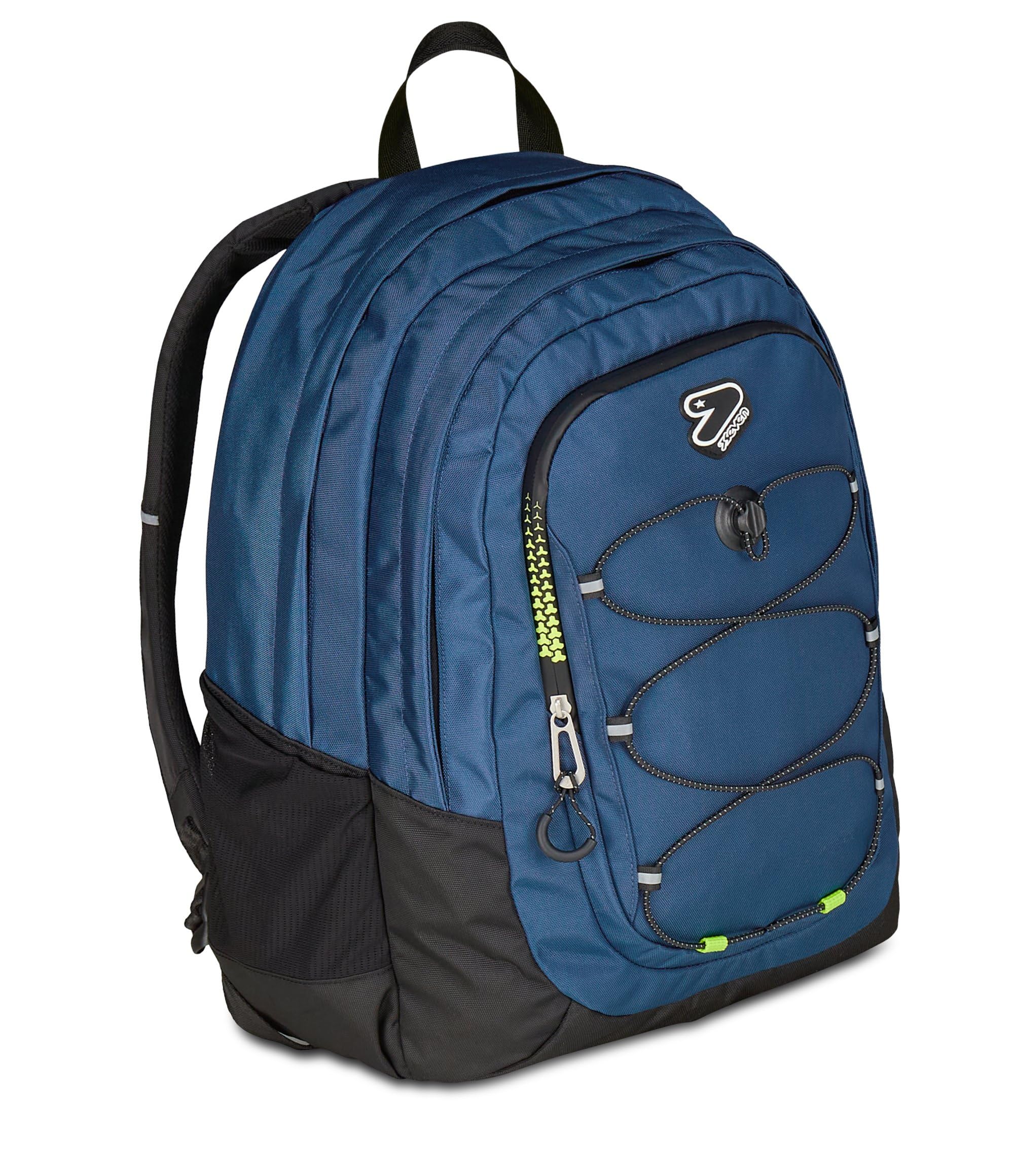 Seven Zaino Scuola Tech Line, Blu, Doppio Scomparto, 29 L, Scuola Media e Superiore, Zaino Ragazza e Zaino Ragazzo