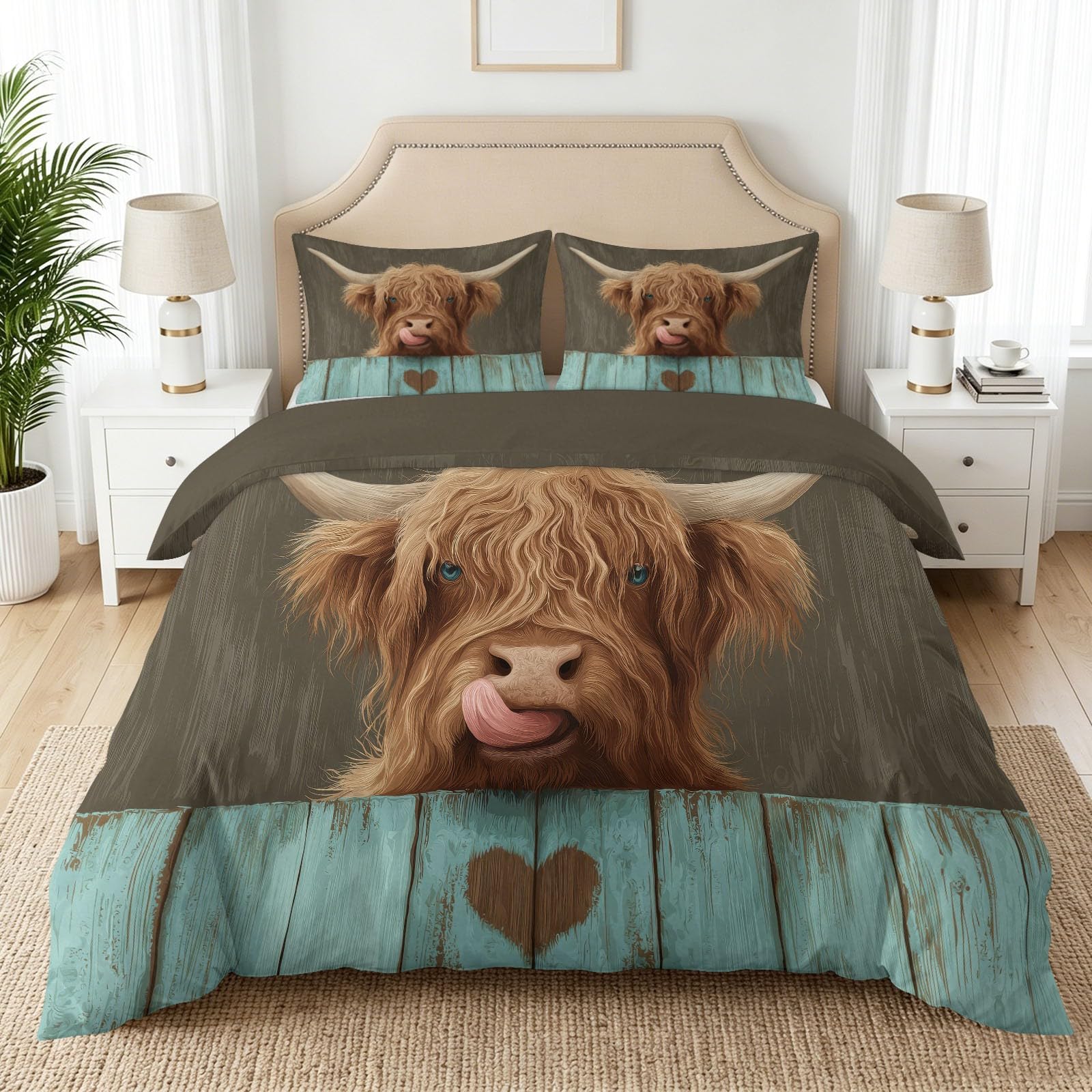Housse de Couette 90x190 Campagne Ferme avec Taie d'Oreiller