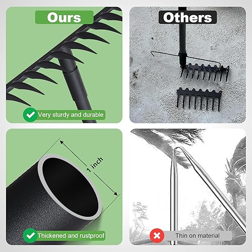 Miniatura 3 de Pragmatist Rastrillo de arco resistente de 60 pulgadas con cabeza de metal para jardín con mango de acero inoxidable ajustable, herramienta de