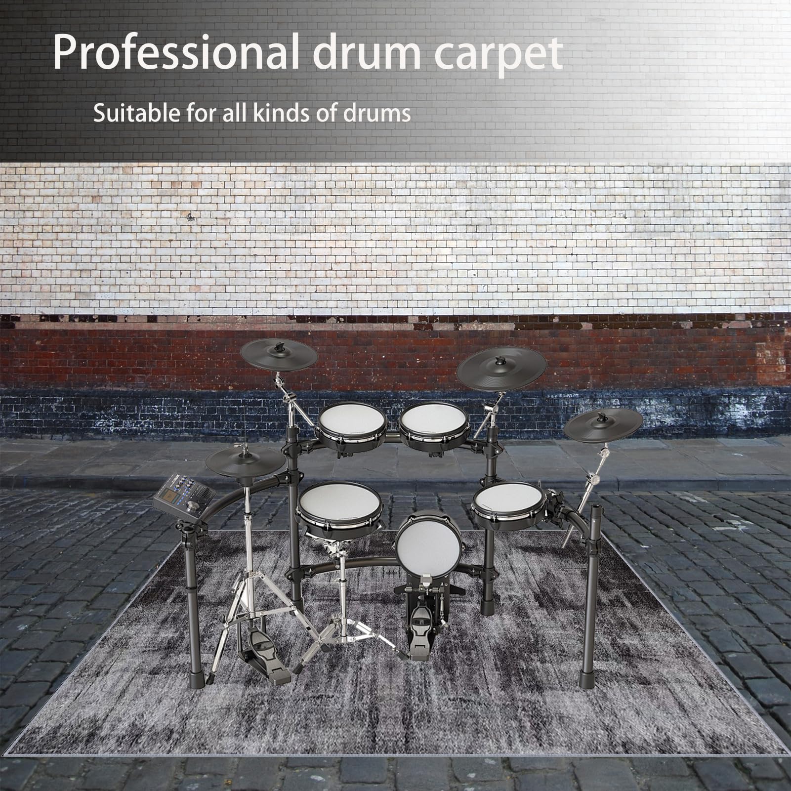 Tappetino Insonorizzato Batteria, Tappeto Antiscivolo Batteria Elettronica, Tappeto per Batteria, Carpet Drum Mat, Tappeto Professionale per Batteria e Strumenti a Percussione 160 x 140 cm